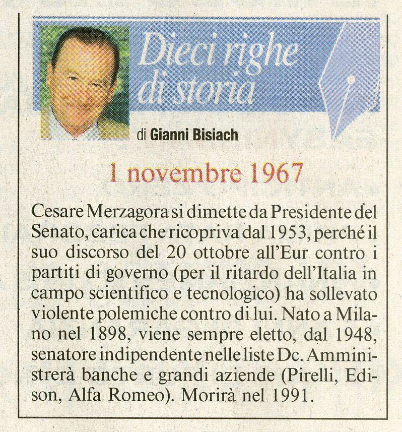 Cesare Merzagora si dimette da Presidente del Senato