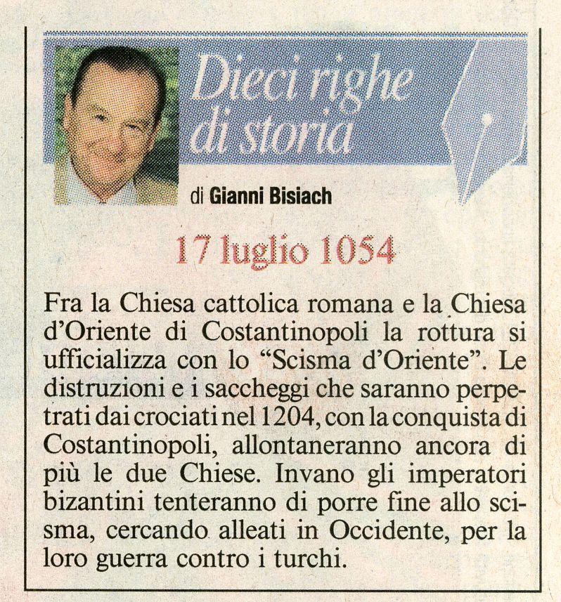 Divisione tra chiesa cattolica romana e chiesa d'oriente con lo "Scisma d'Oriente"