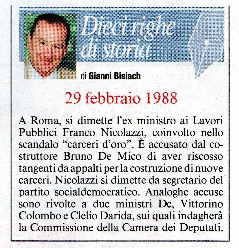 Roma, dimissioni dell'ex ministro ai lavori pubblici Franco Nicolazzi