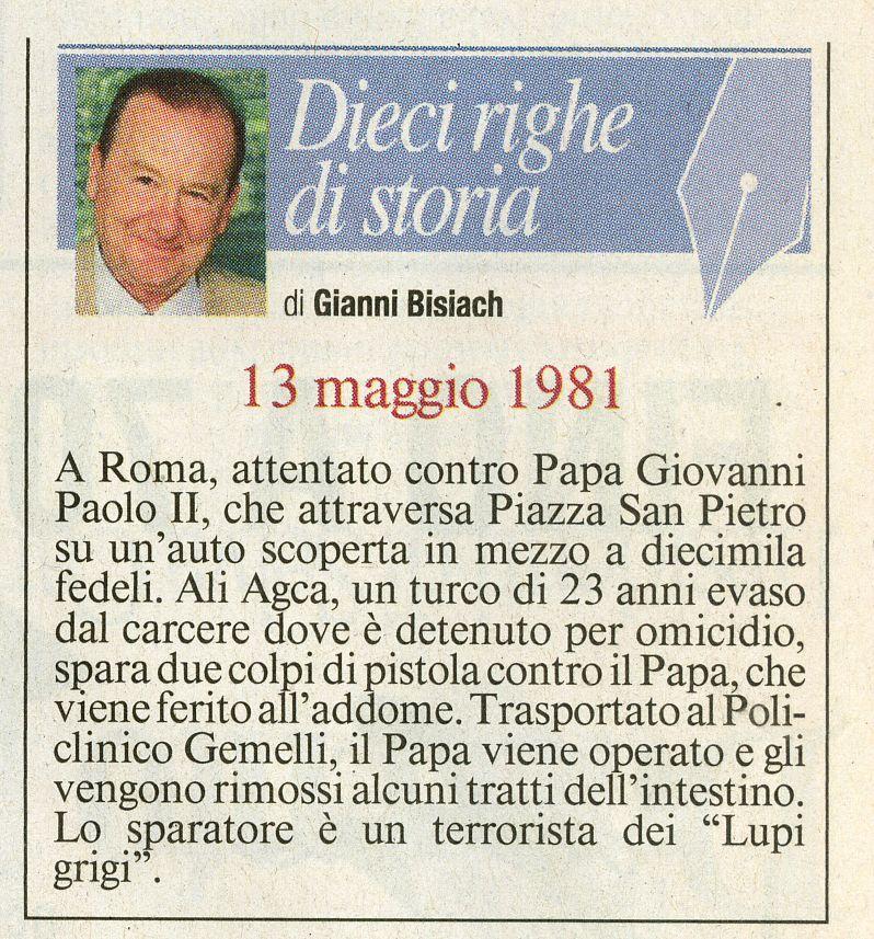 Attentato a Papa Giovanni Paolo II in Piazza San Pietro