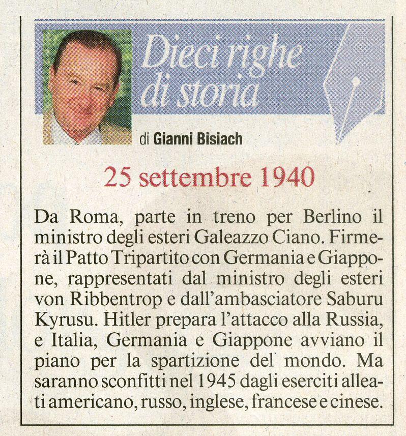 Berlino, Galeazzo Ciano firma il Patto Tripartito con Germania e Giappone