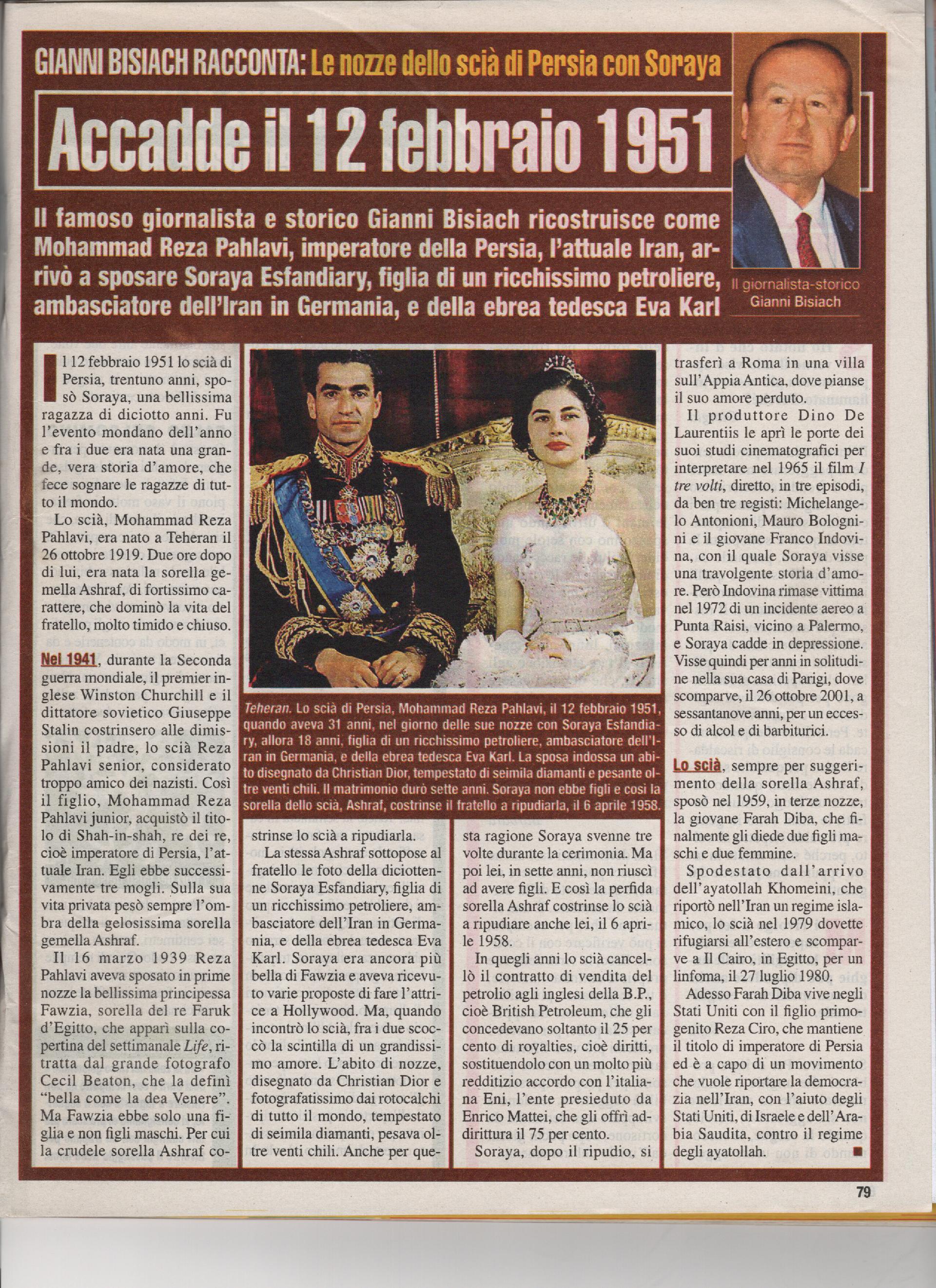 Le nozze dello Scià di Persia con Soraya