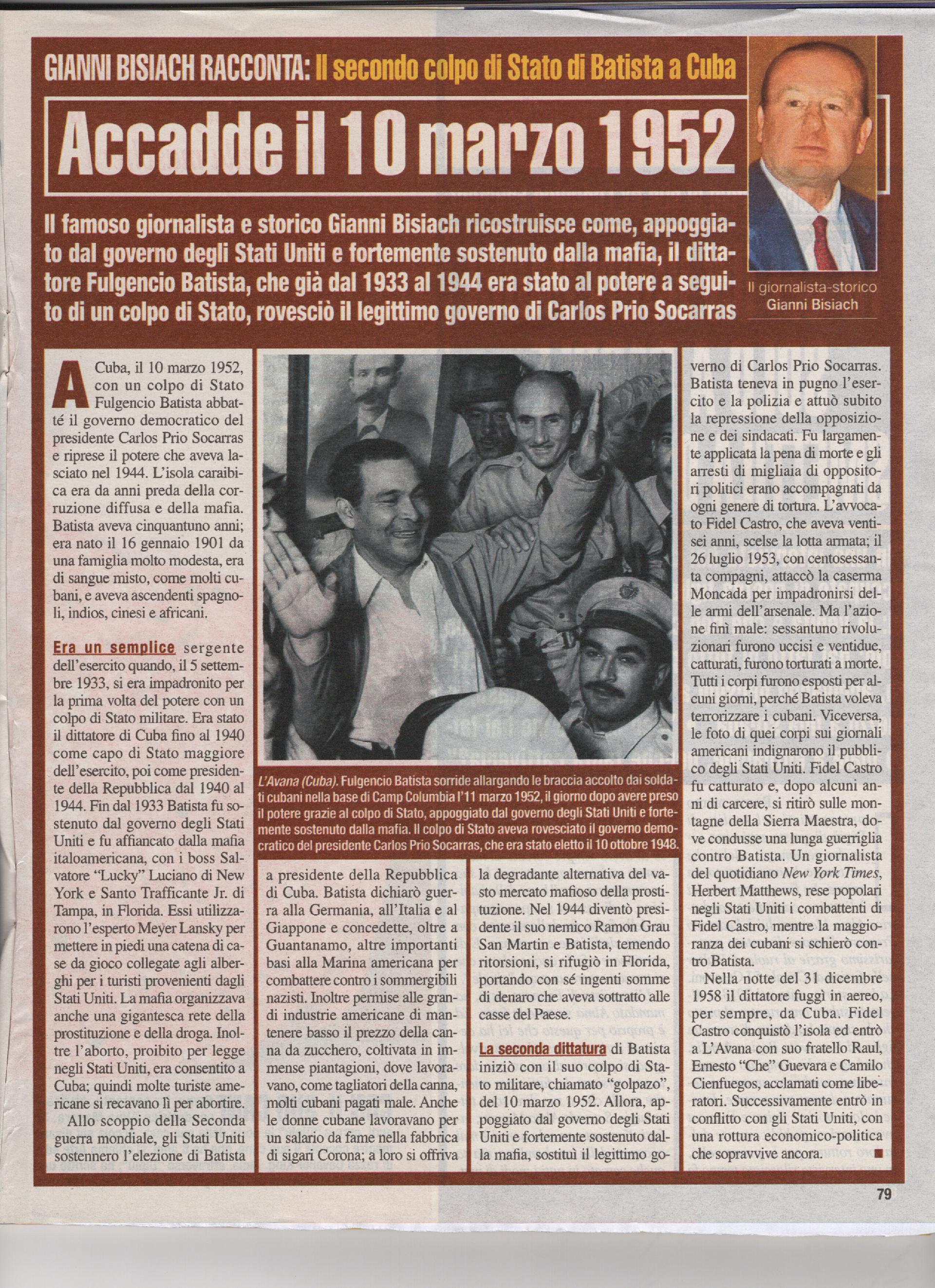 Il secondo colpo di Stato di Batista a Cuba