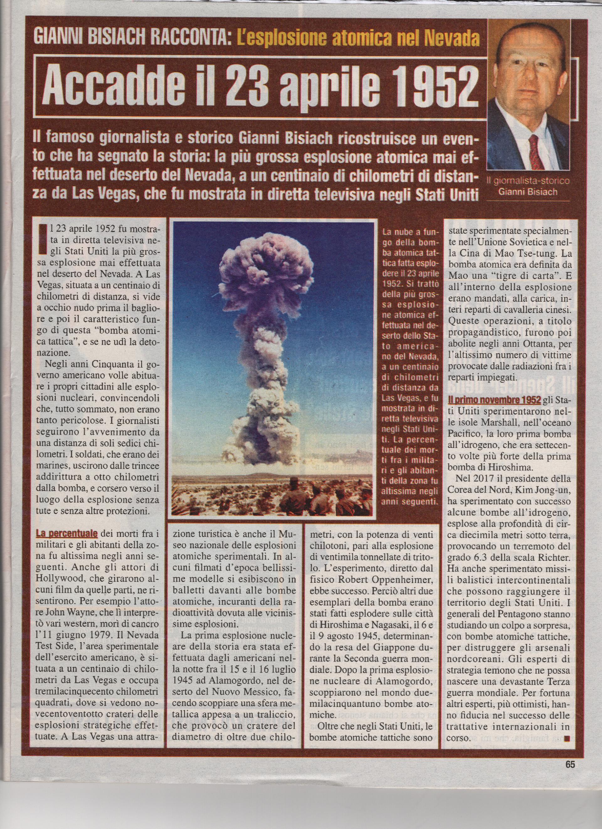 L'esplosione atomica nel Nevada
