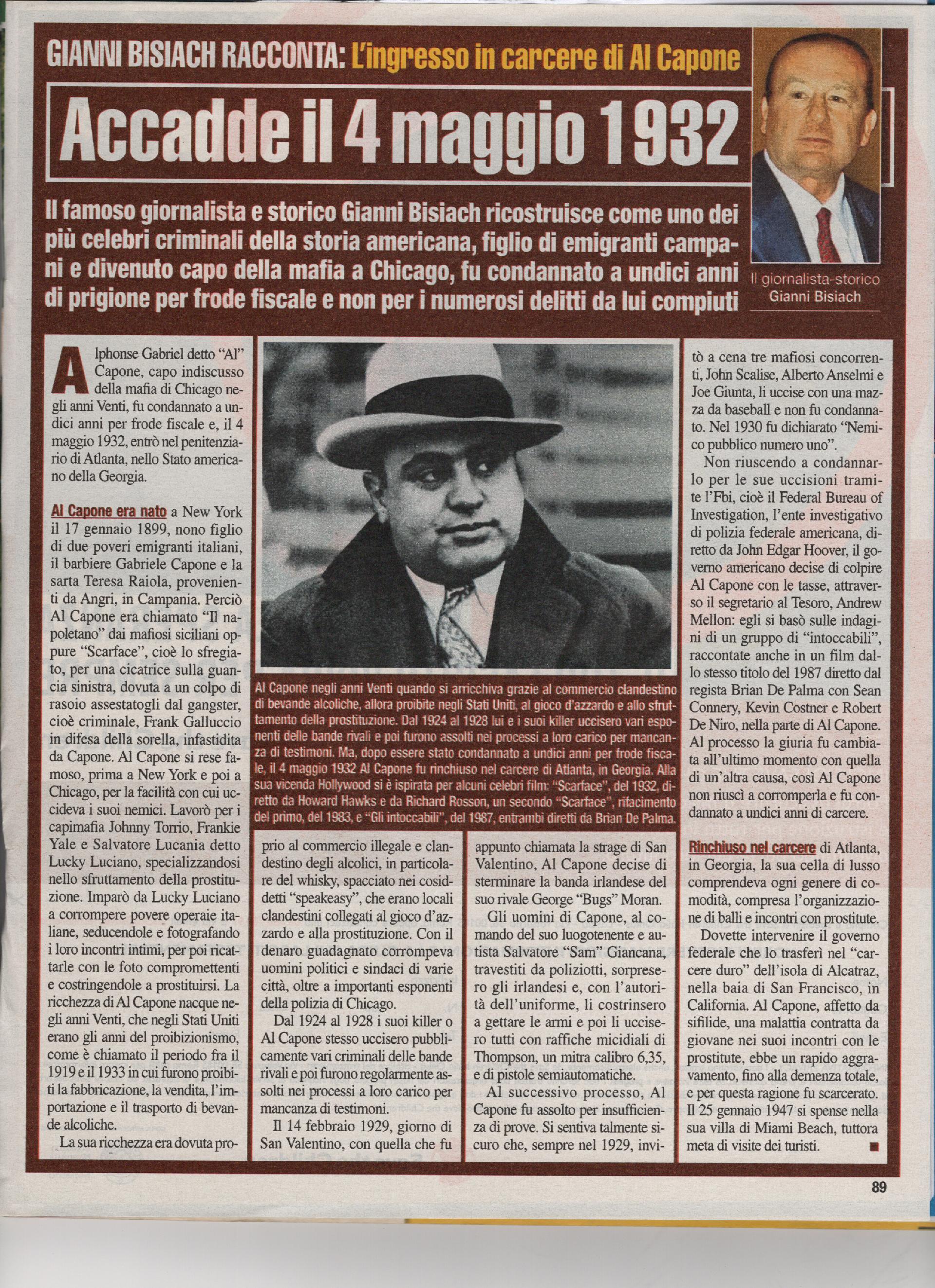 L'ingresso in carcere di Al Capone