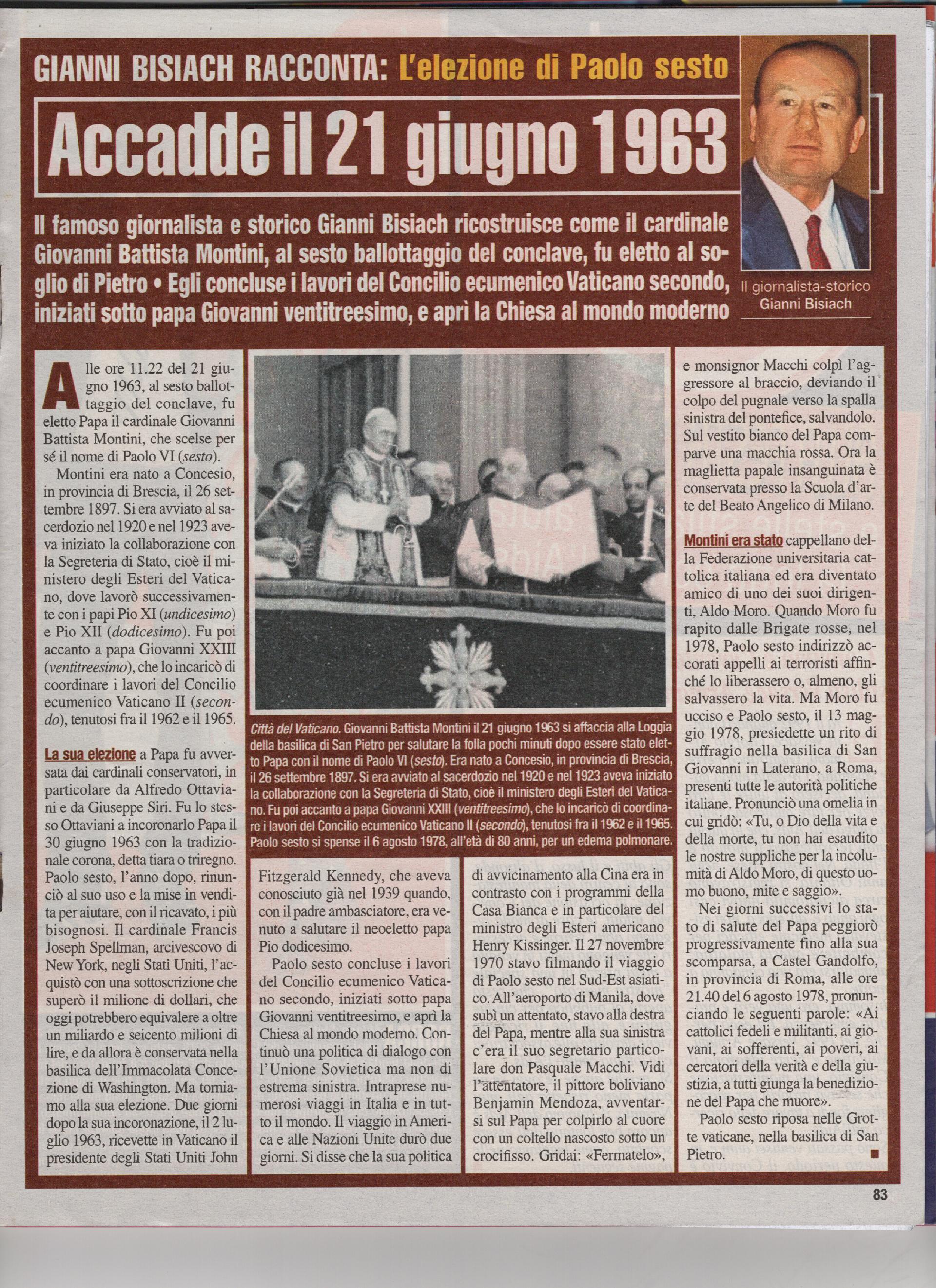 L'elezione di Paolo sesto