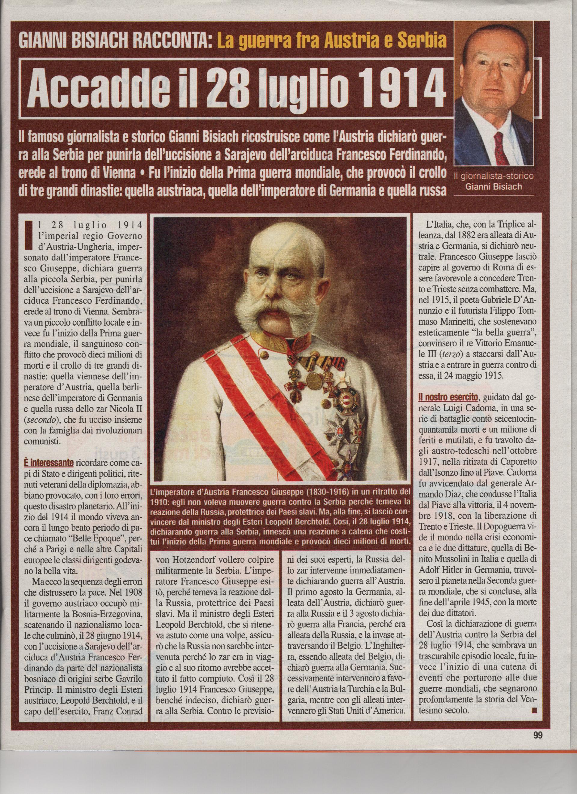La guerra fra Austria e Serbia