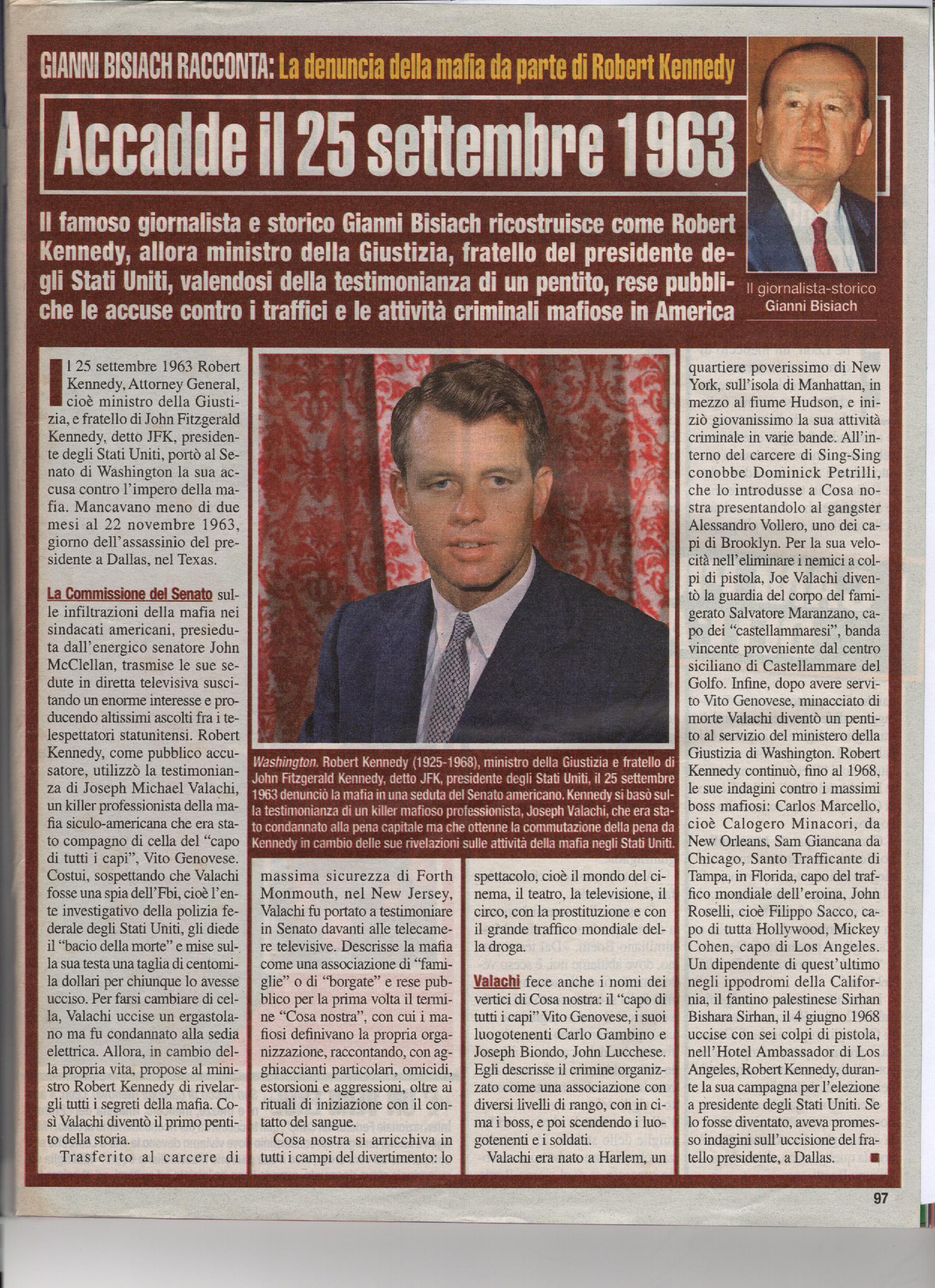 La denuncia della mafia da parte di Robert Kennedy