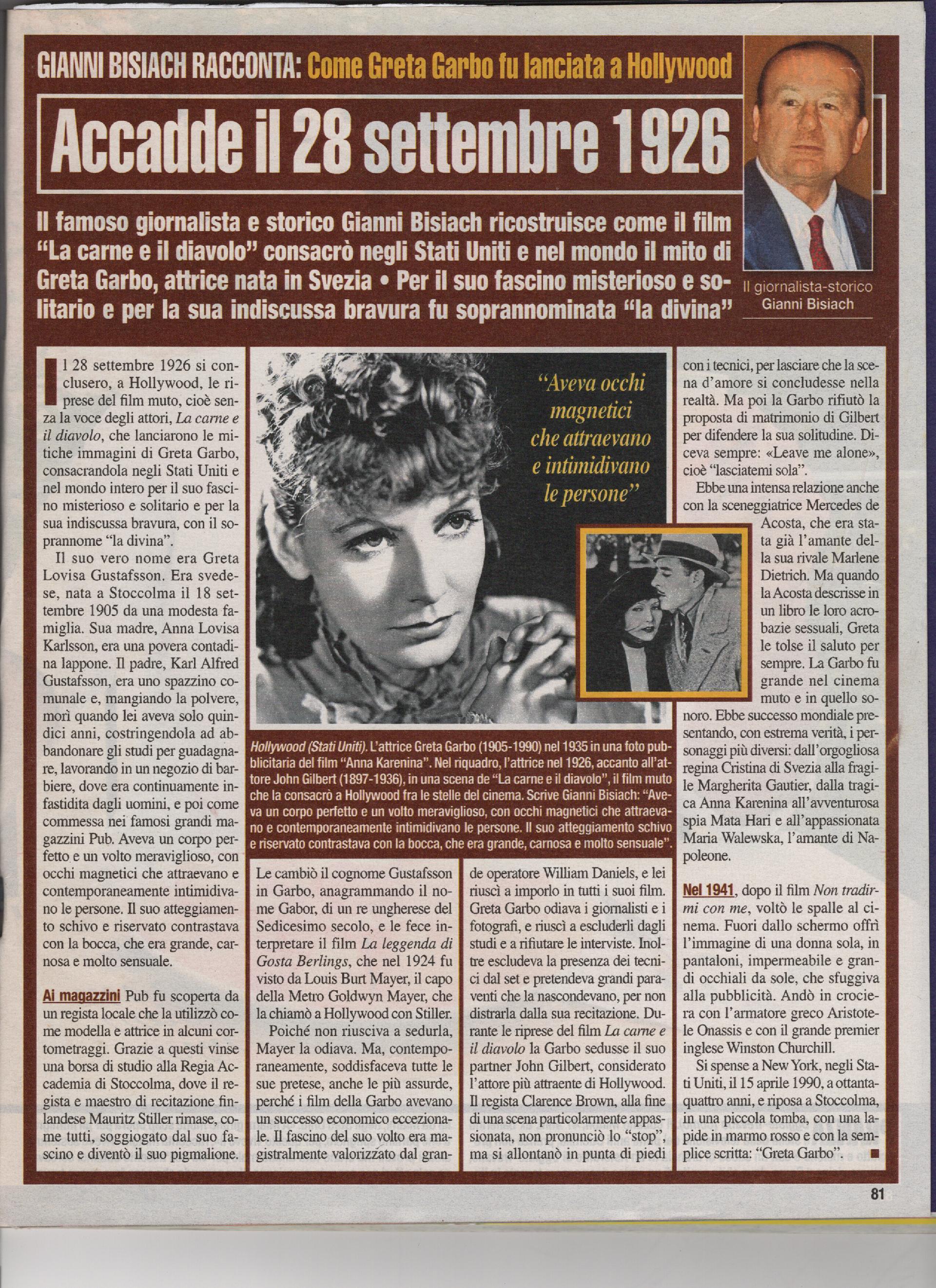 Come Greta Garbo fu lanciata ad Hollywood