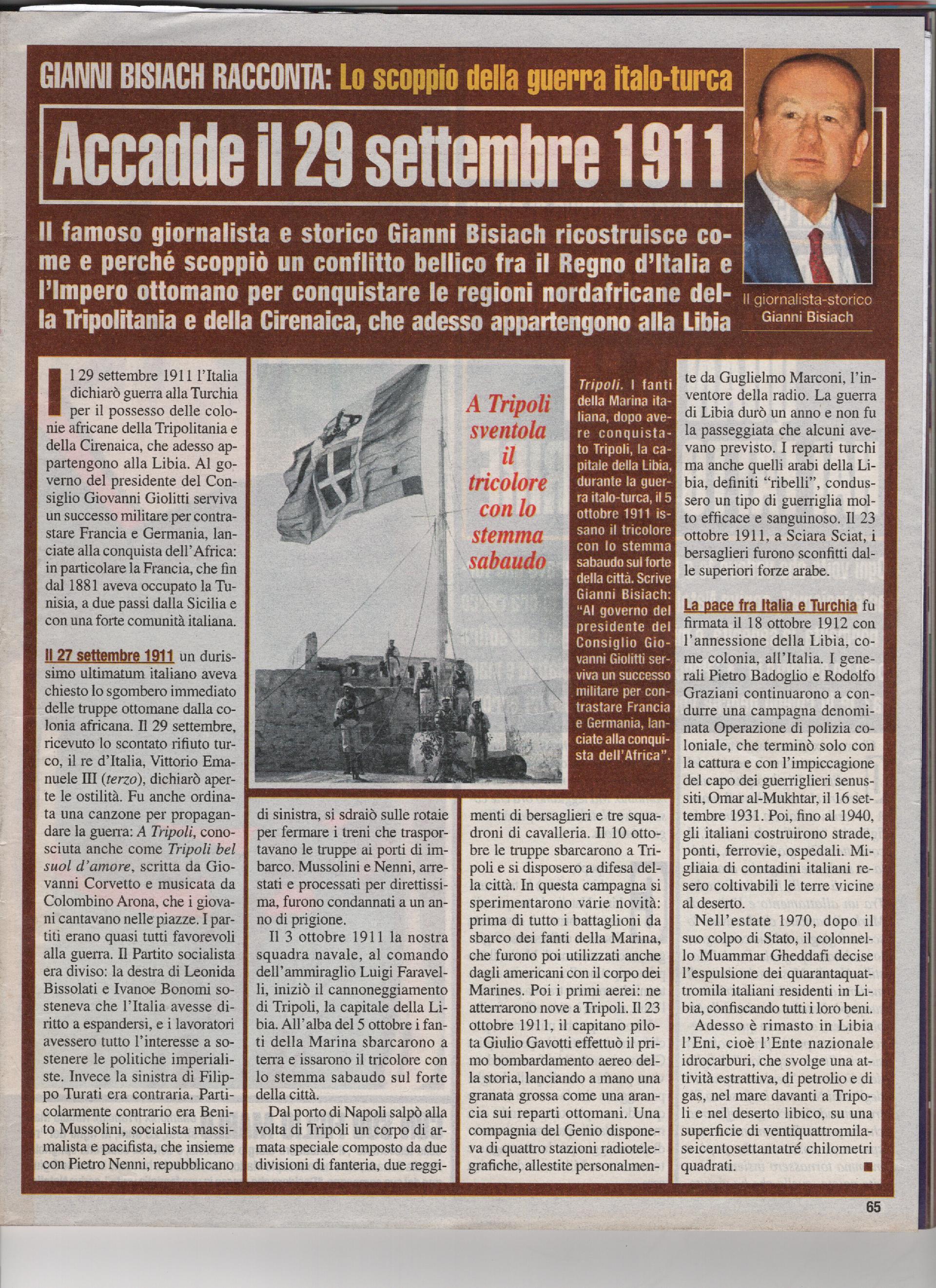 Lo scoppio della guerra Italo Turca