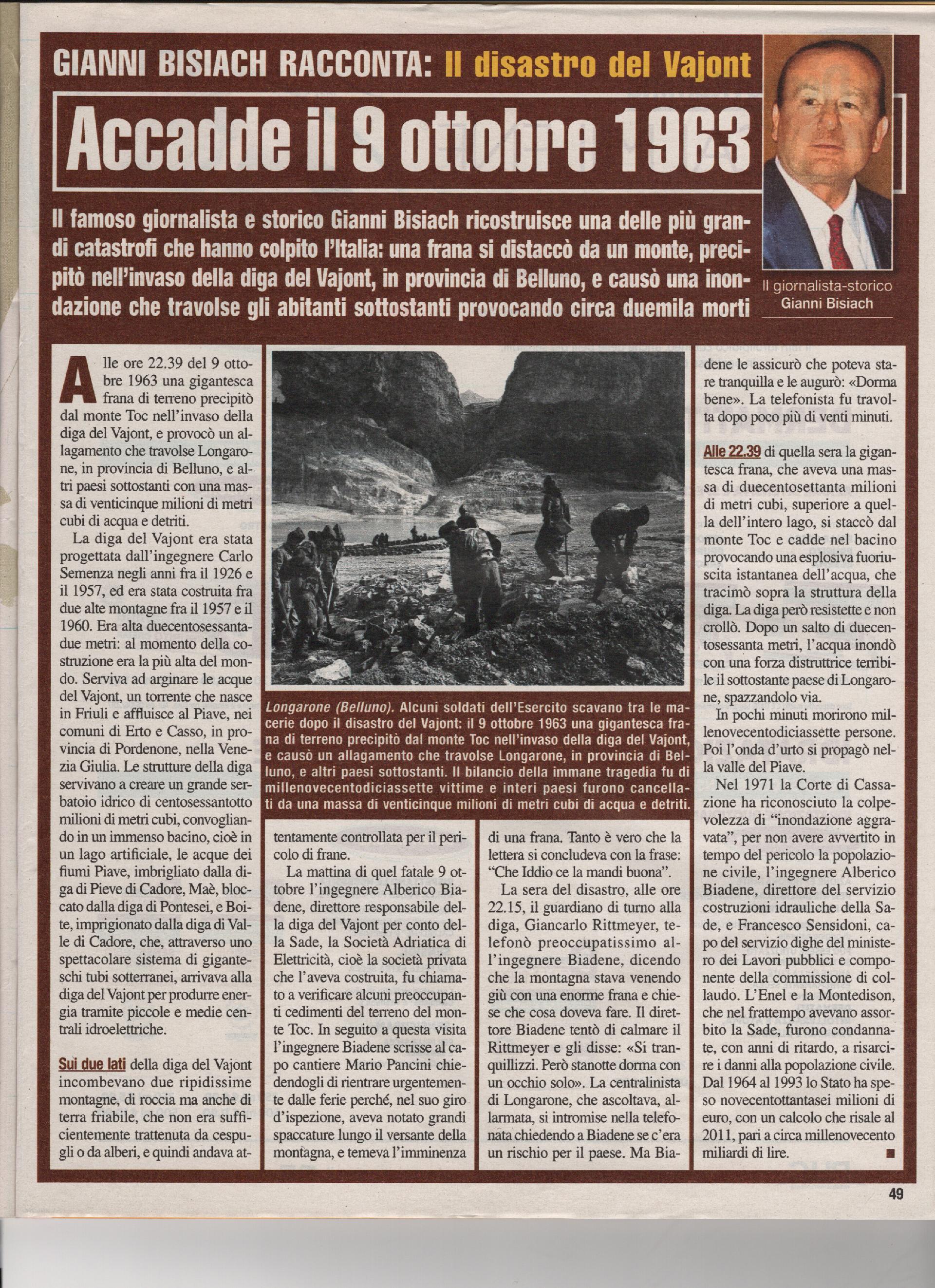 Il disastro del Vajont