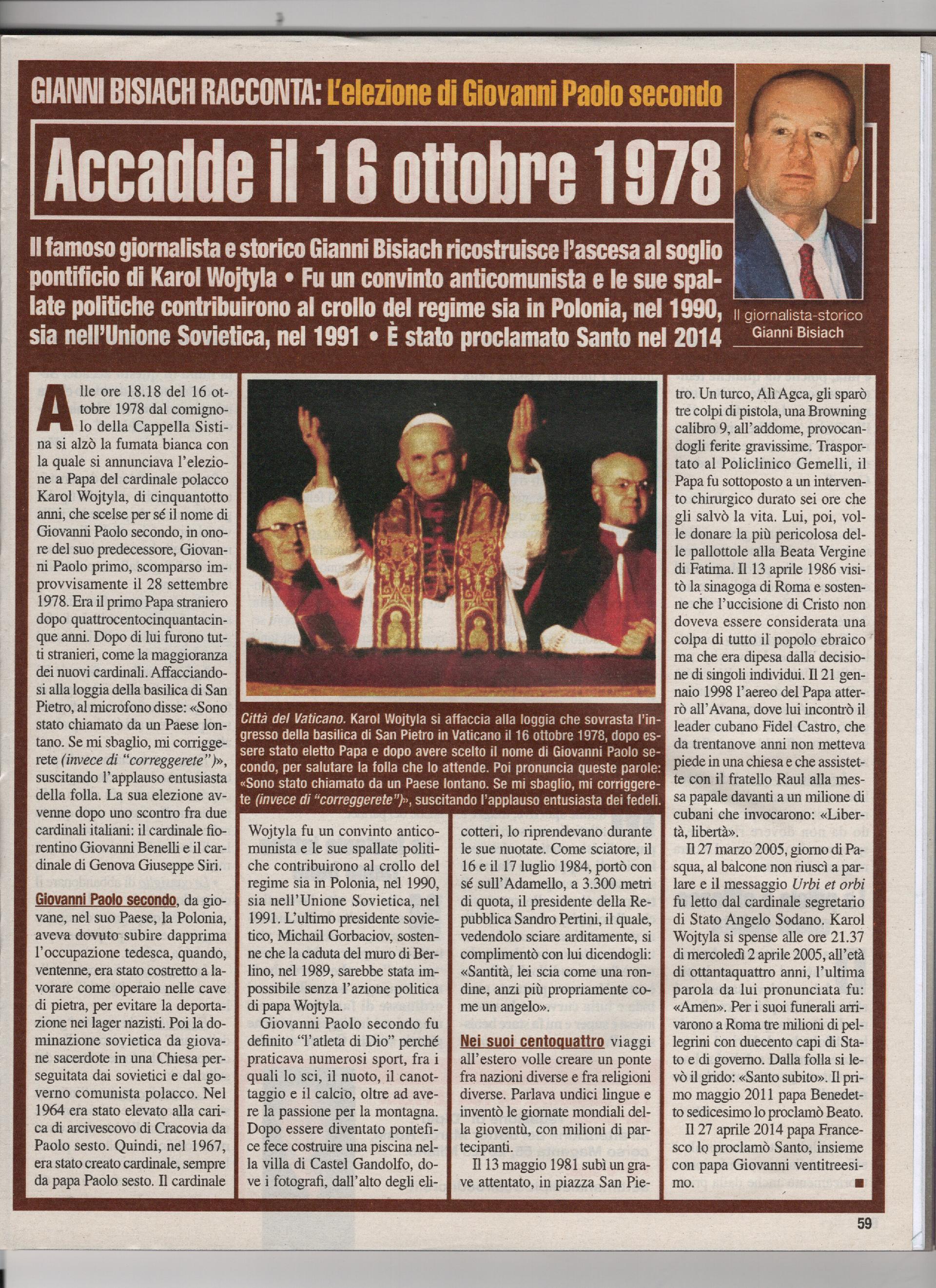 L'elezione di Giovanni Paolo secondo