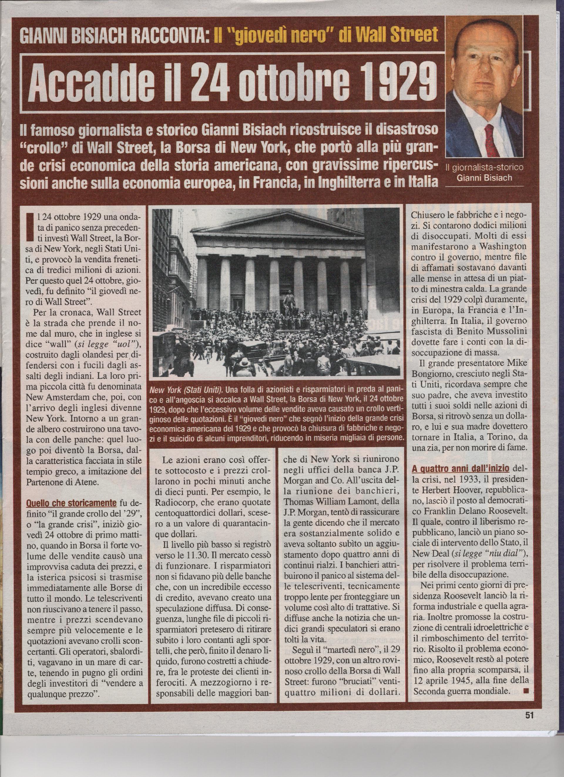 Il "giovedì nero" di Wall Street