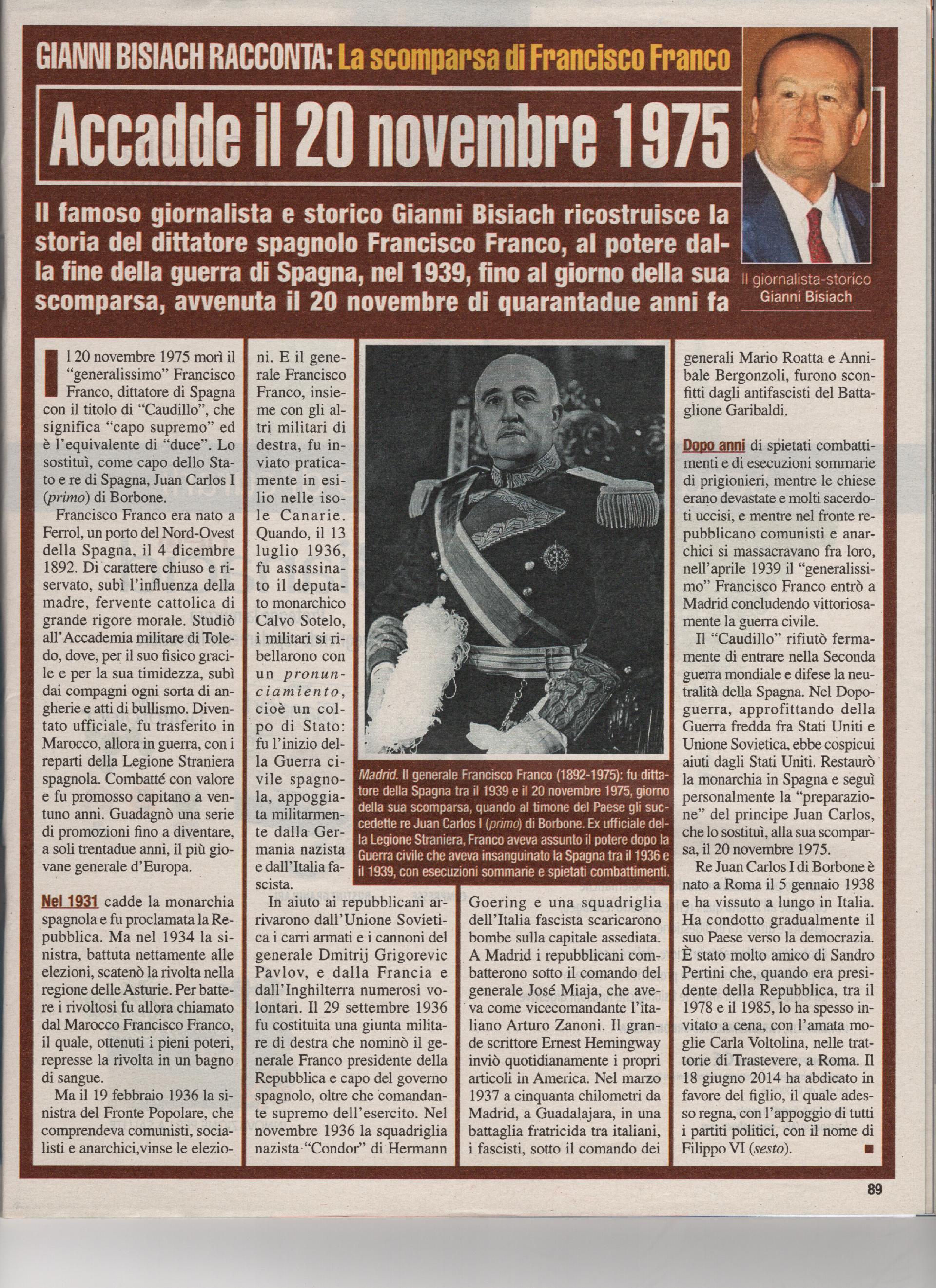 La scomparsa di Francisco Franco