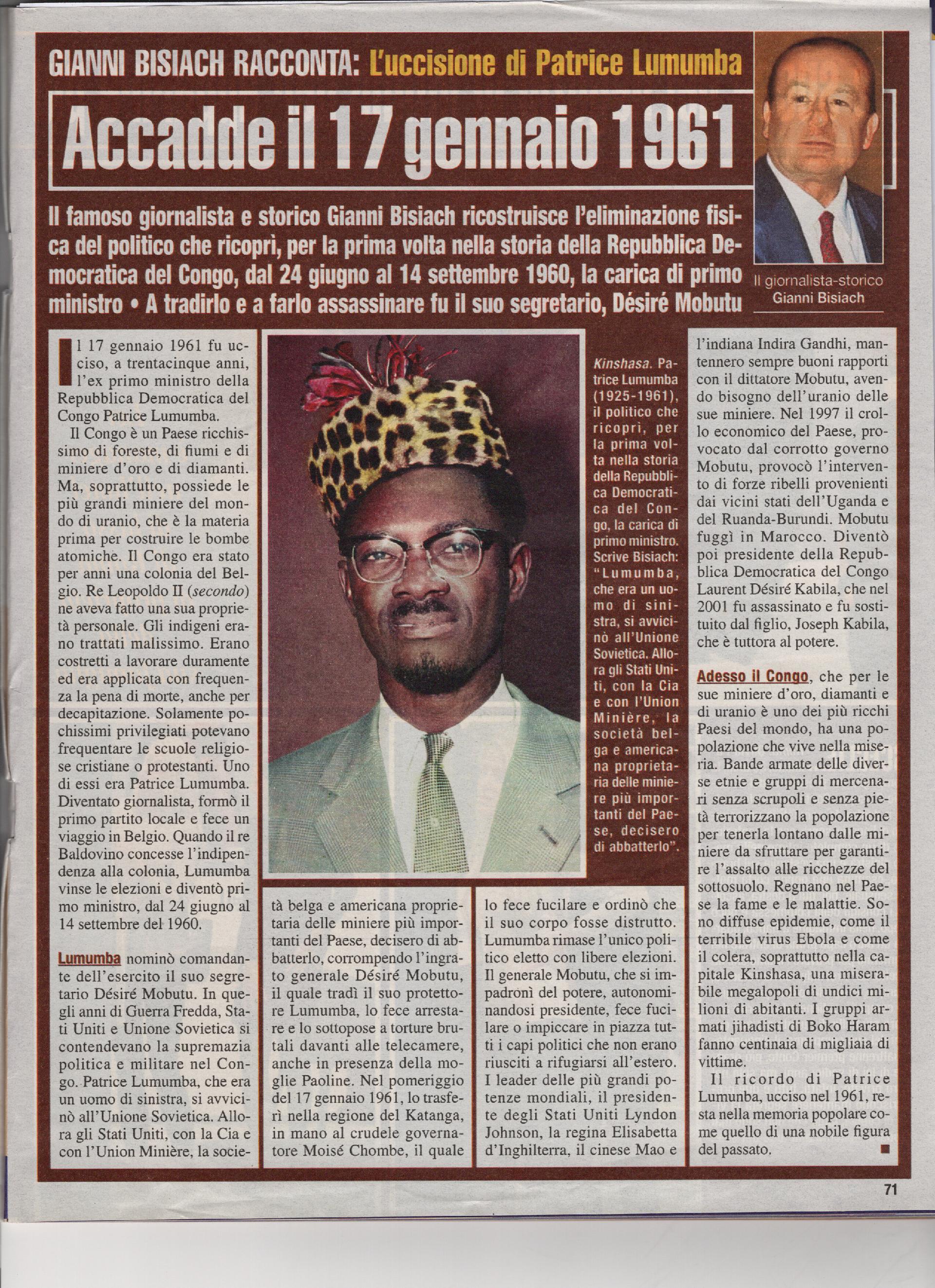 L'uccisione di Patrice Lumumba