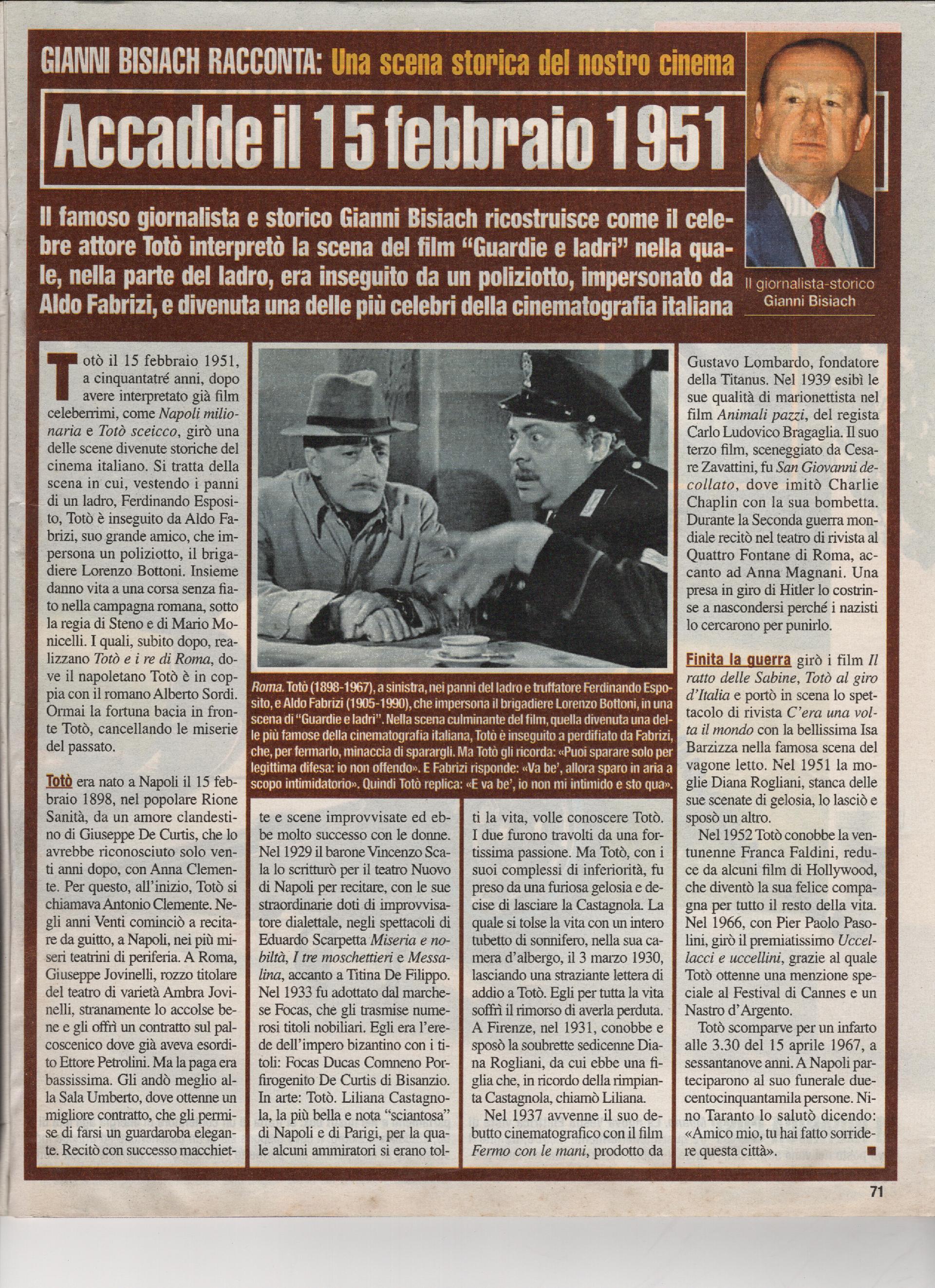 Una scena storica del nostro cinema (Guardie e ladri)