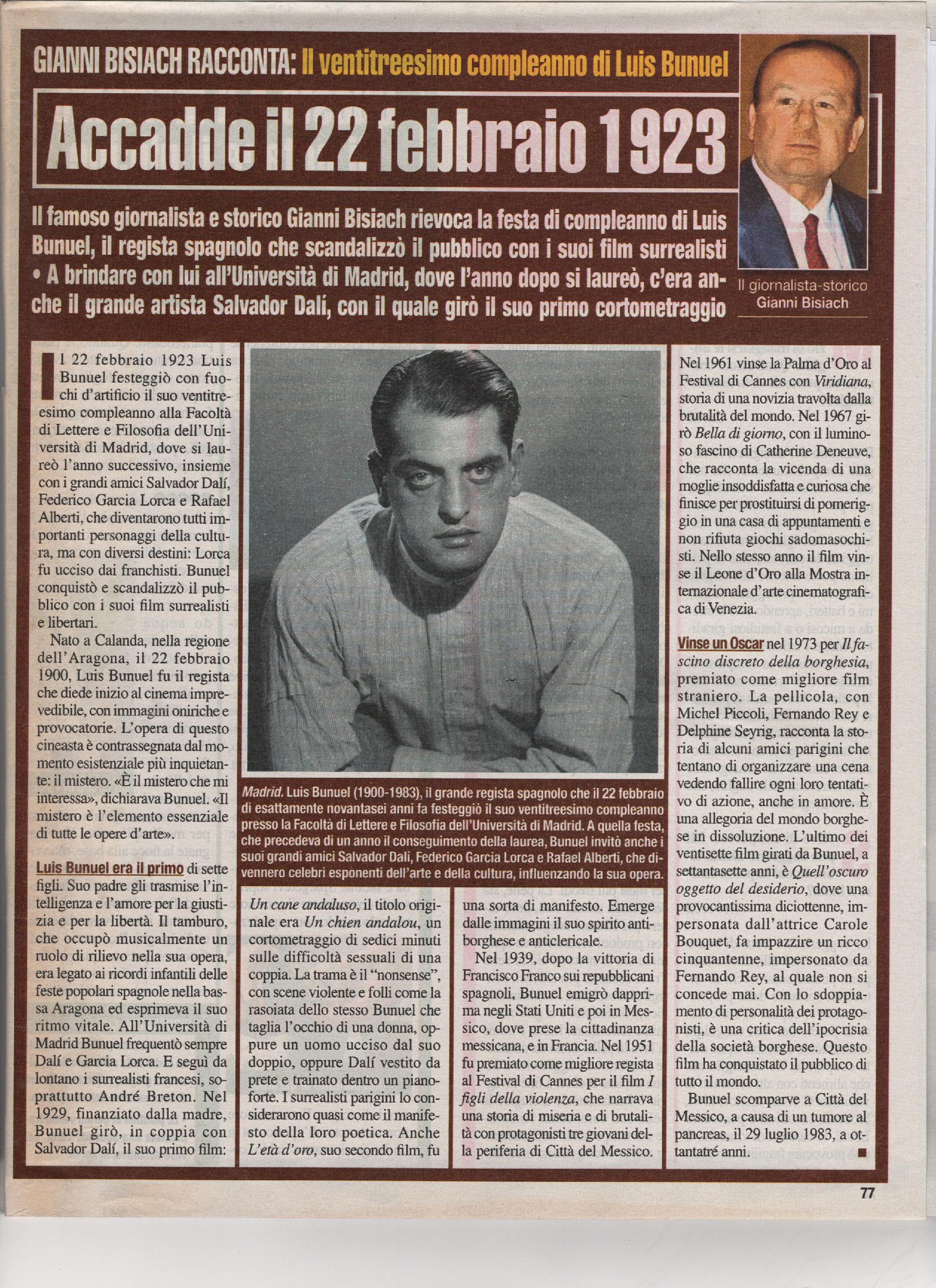 Il ventitreesimo compleanno di Luis Bunel