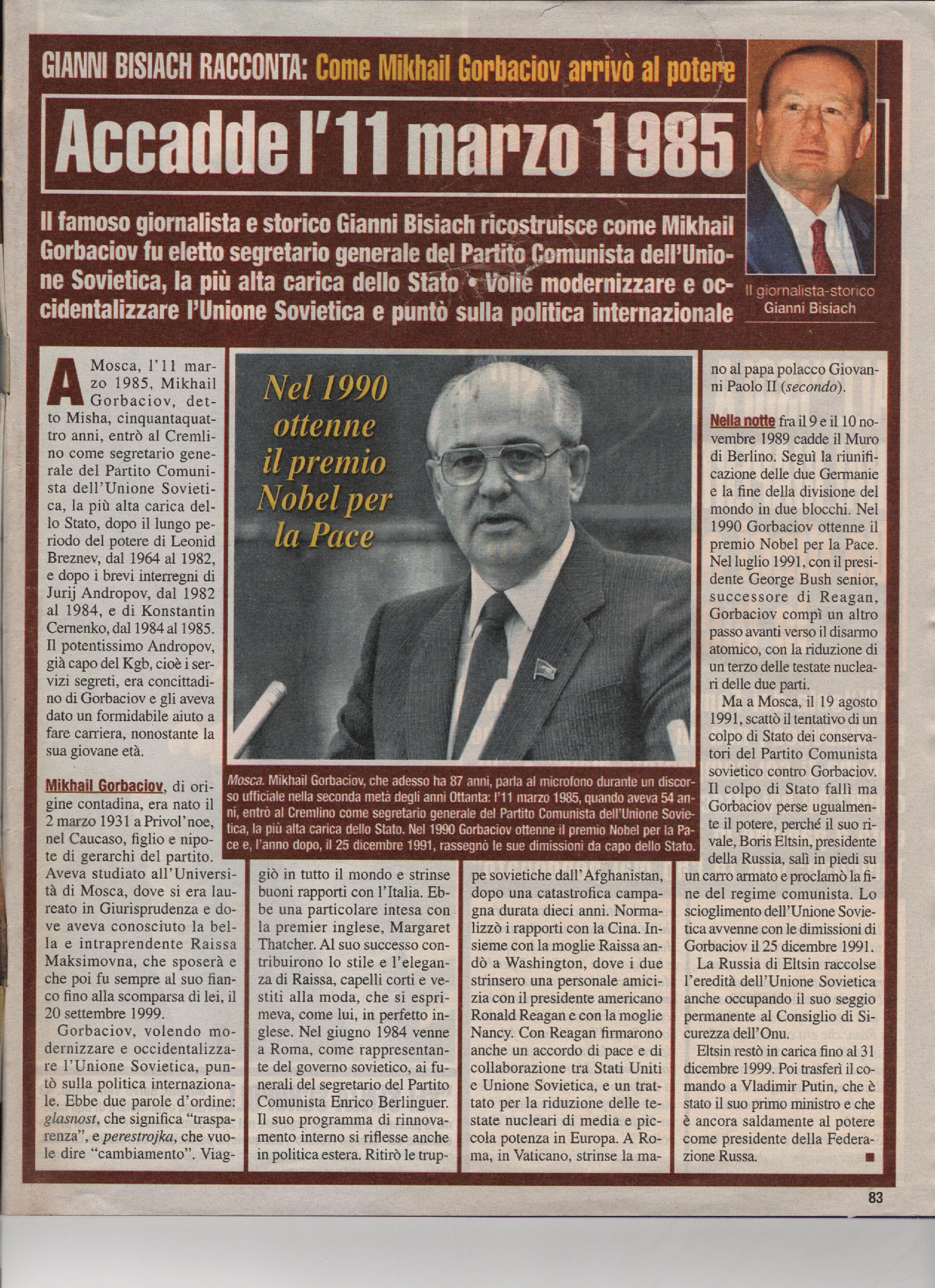 Come Mikhail Gorbaciov arrivò al potere