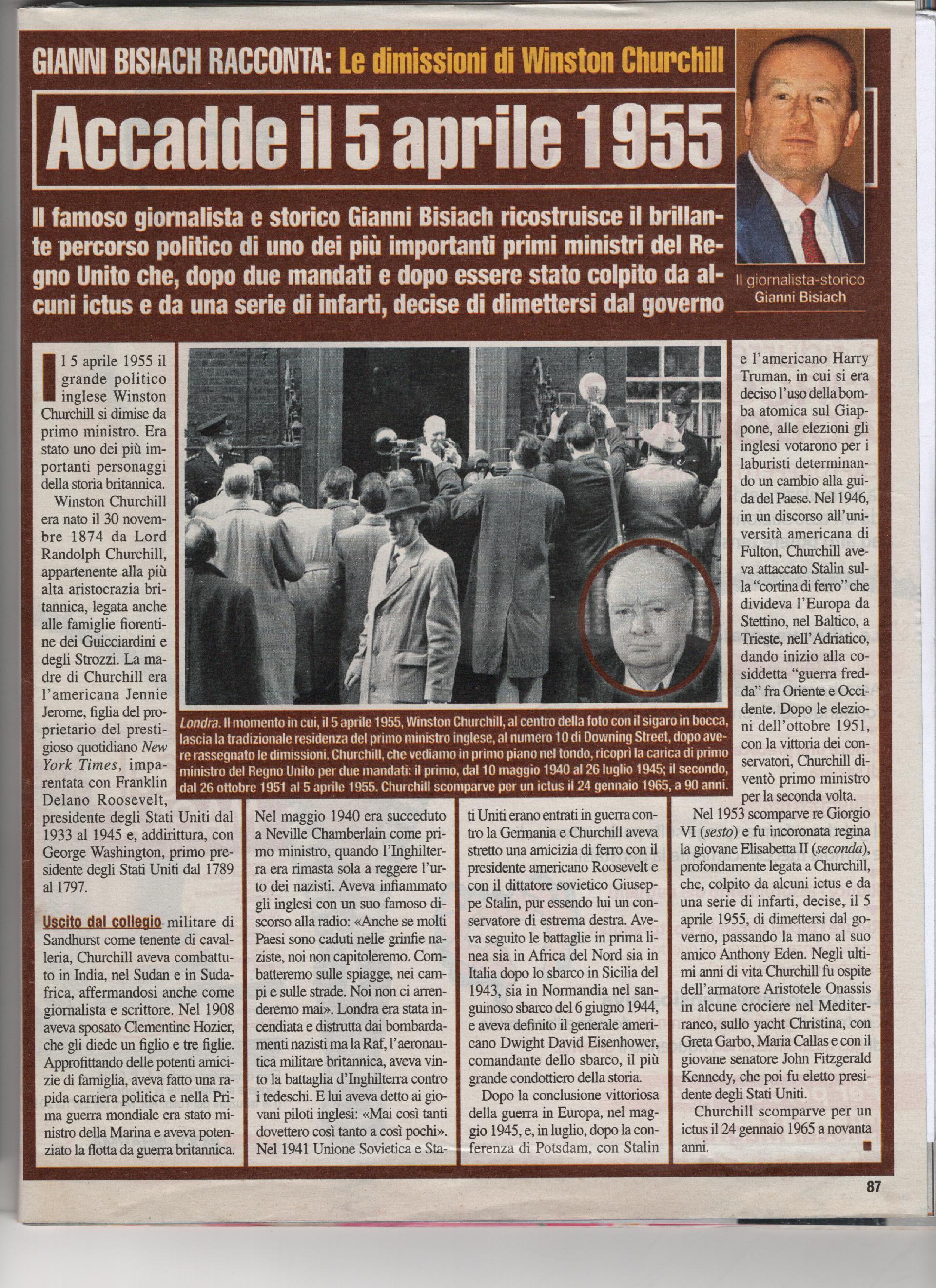 Le dimissioni di Winston Churchill