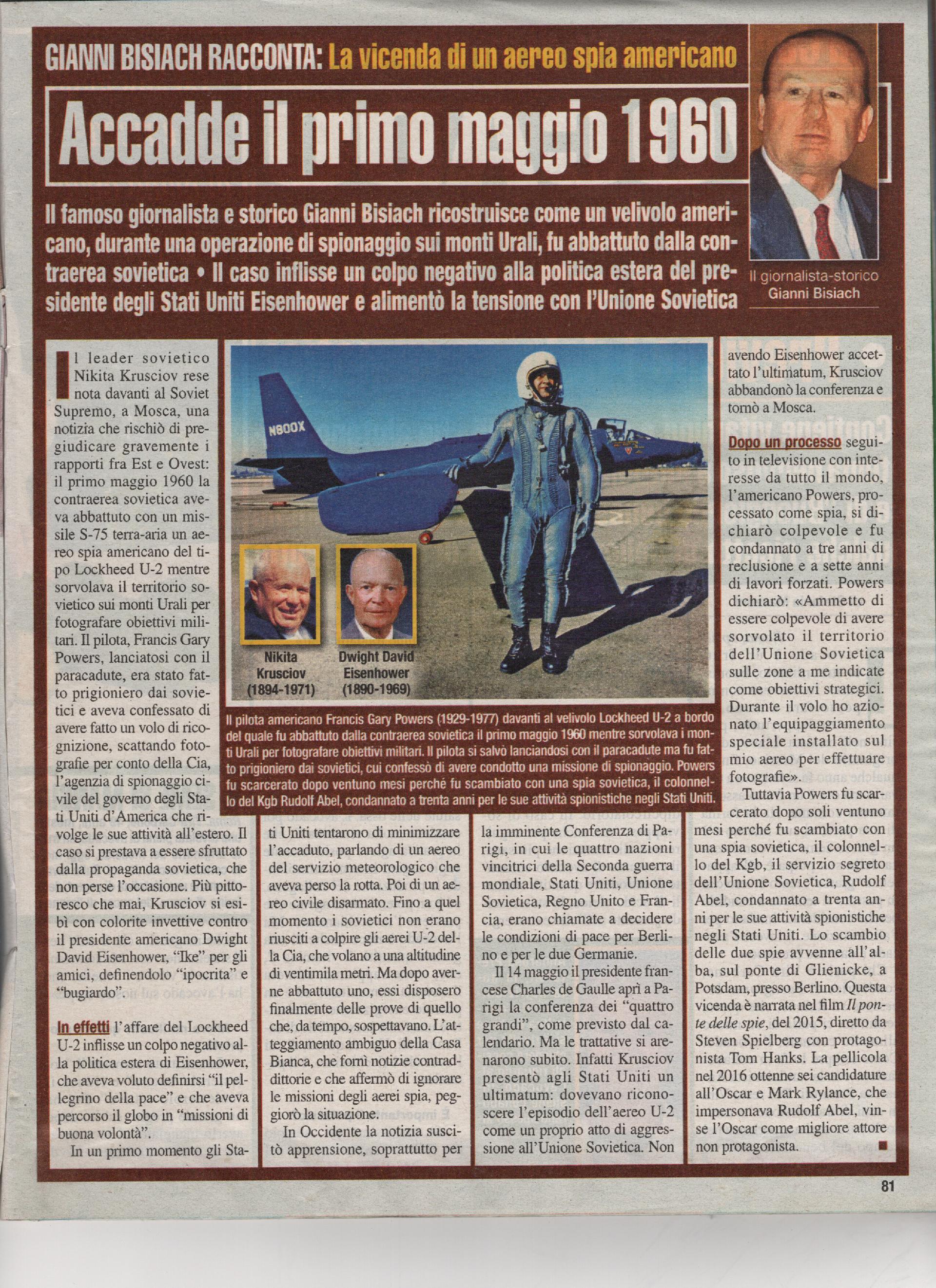 La vicenda di un aereo spia americano