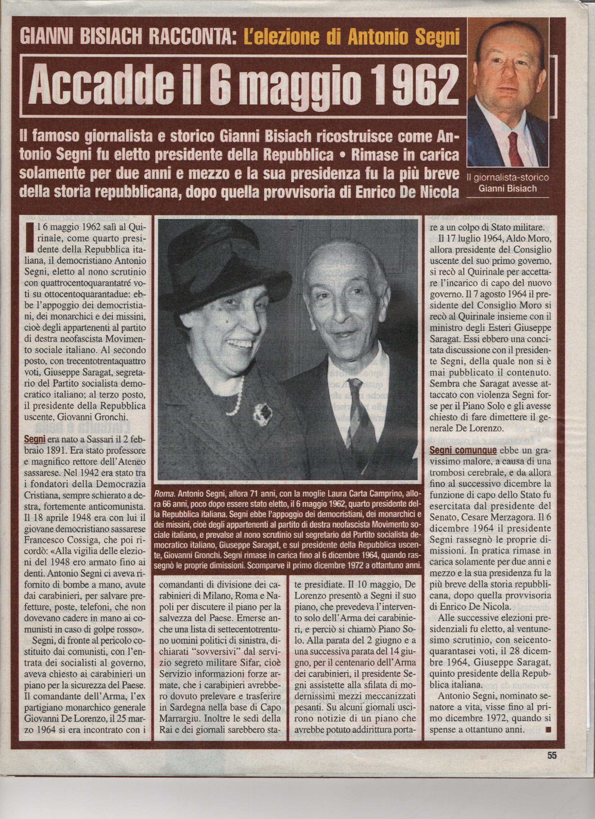 L'elezione di Antonio Segni