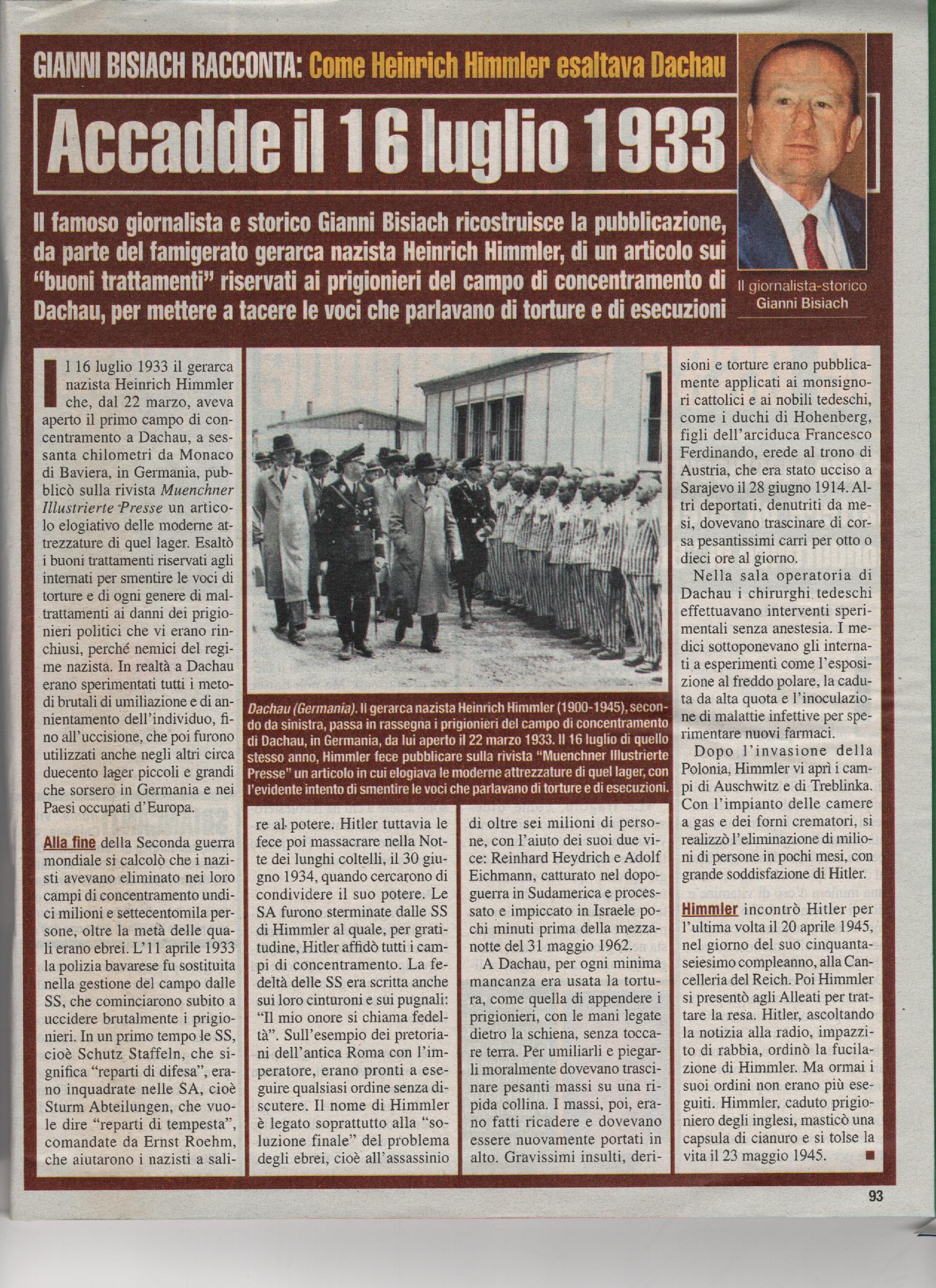 Come Heinrich Himmler esaltava Dachau