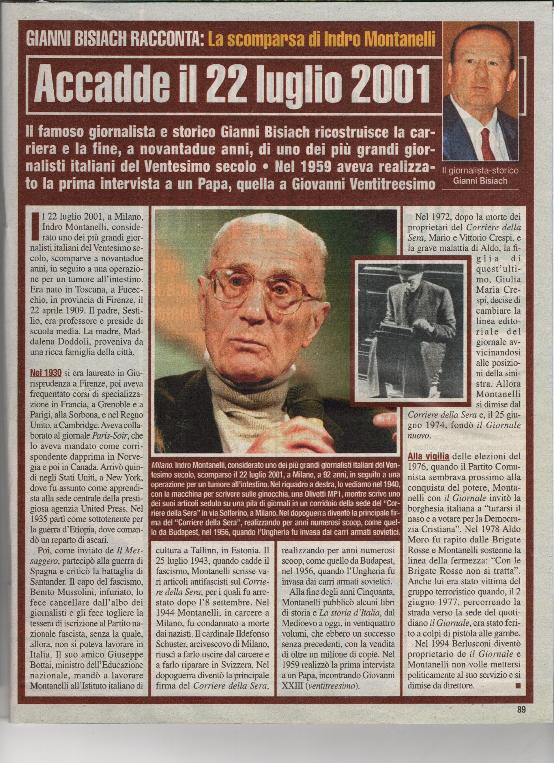 La scomparsa di Indro Montanelli