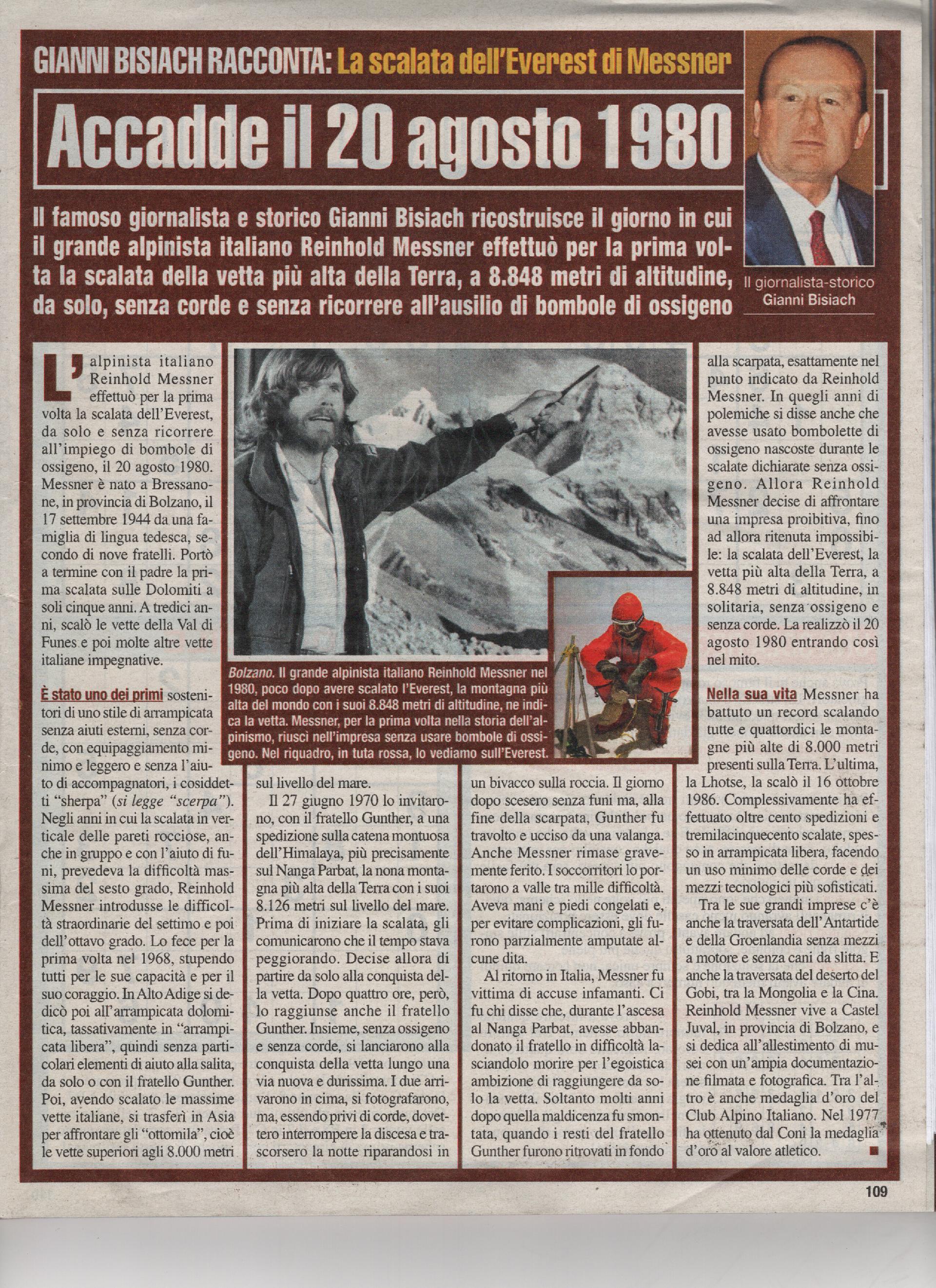 La scalata dell'Everest di Messner