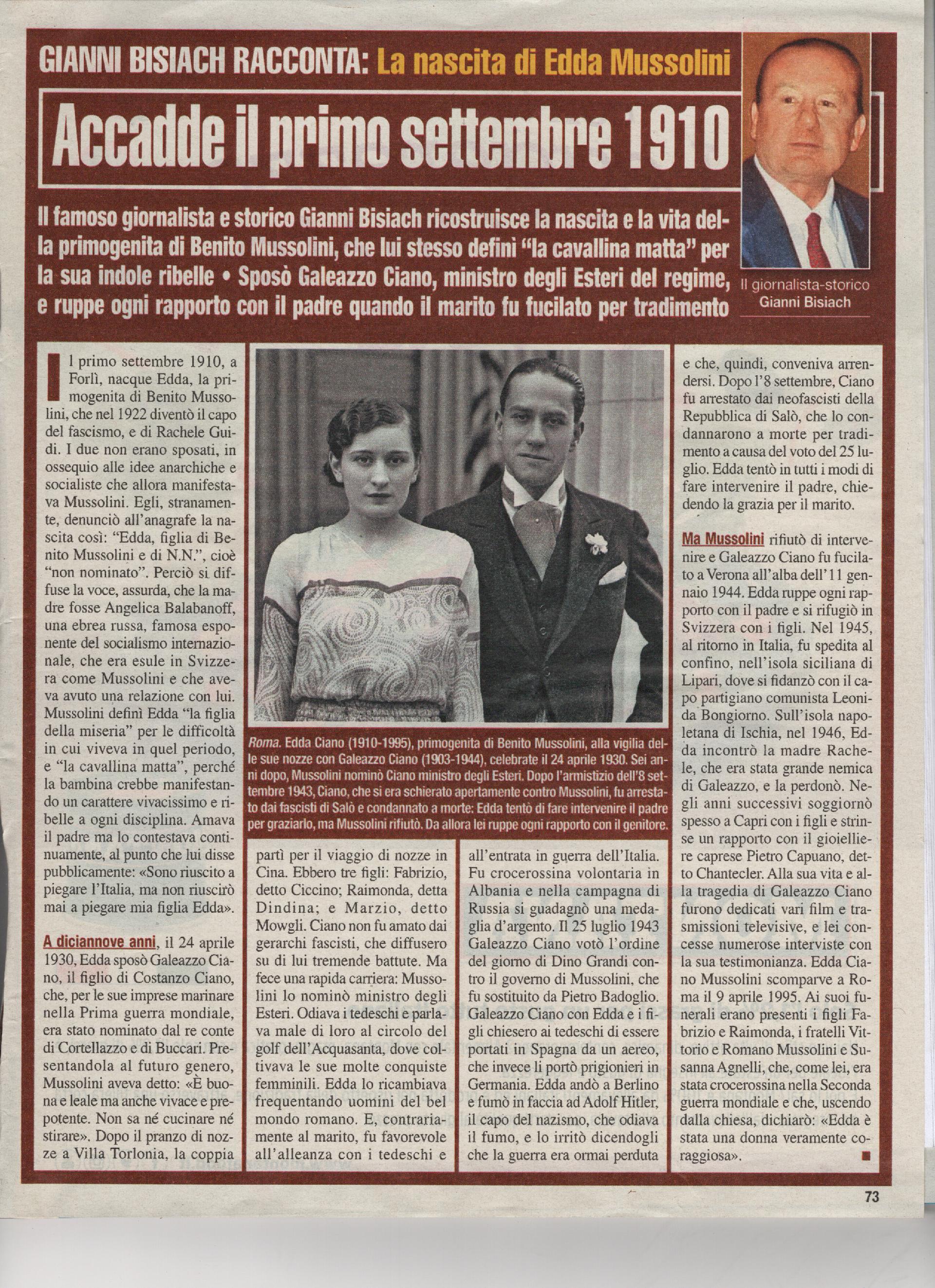 La nascita di Edda Mussolini