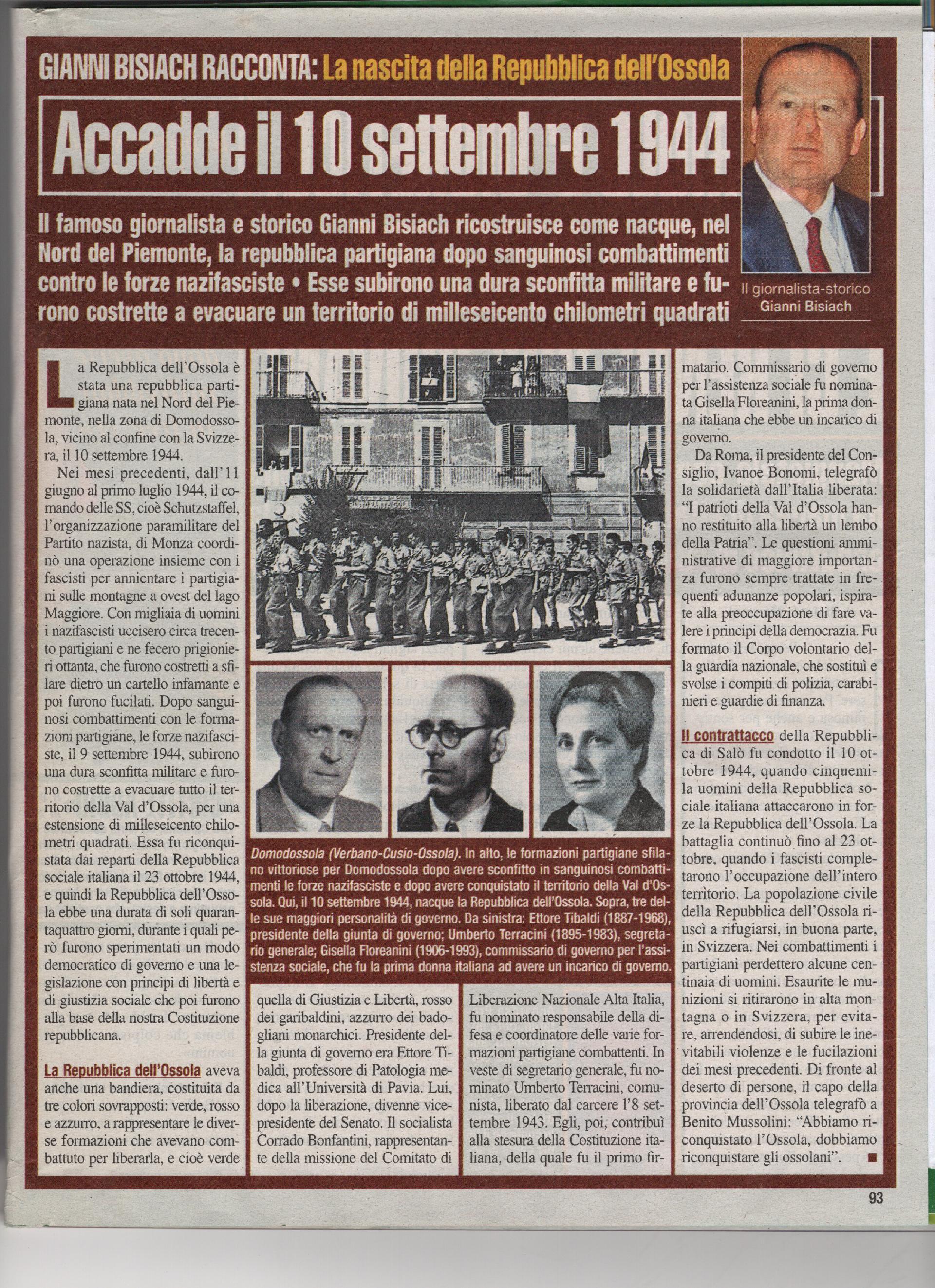 La nascita della Repubblica dell'Ossola