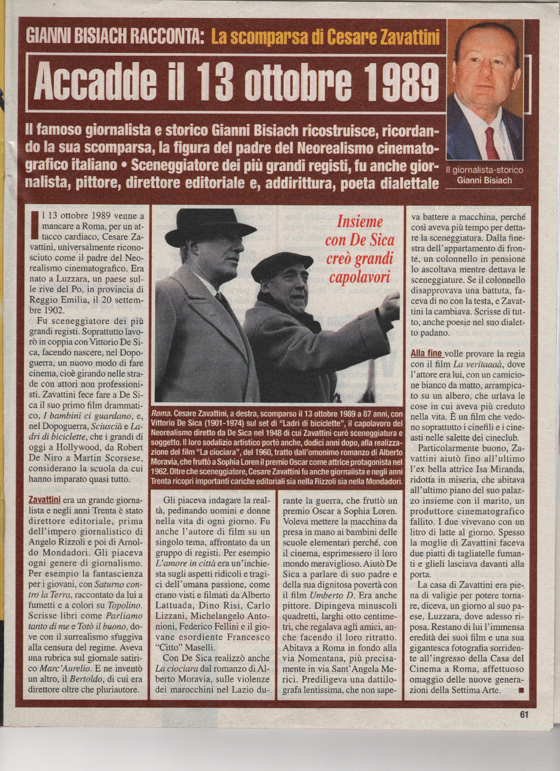 La scomparsa di Cesare Zavattini