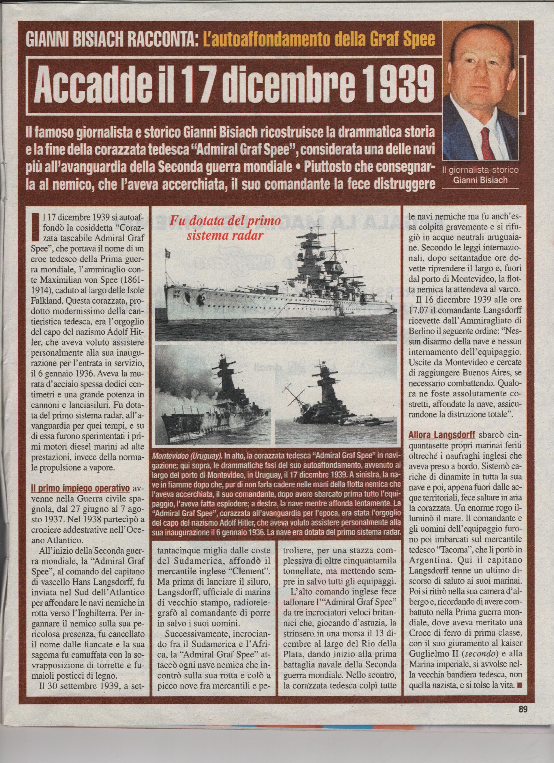 L'autoaffondamento della Graf Spee