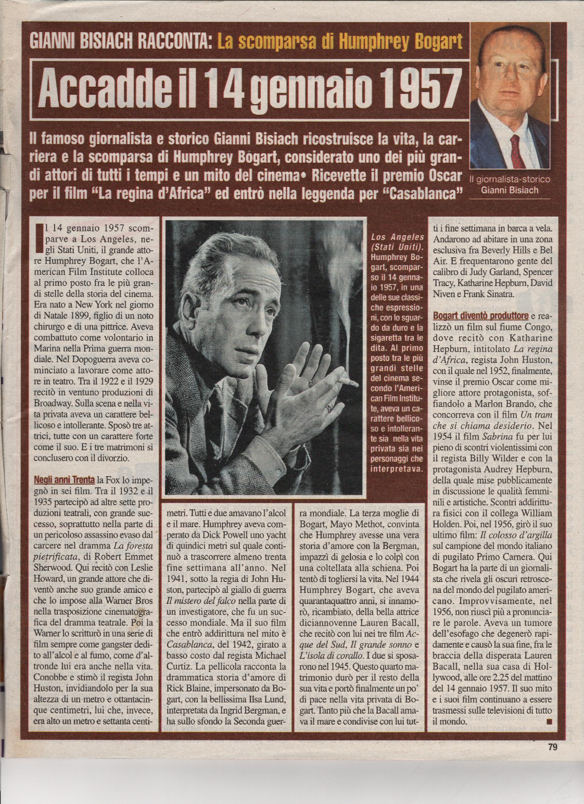 La scomparsa a Los Angeles di Humphrey Bogart