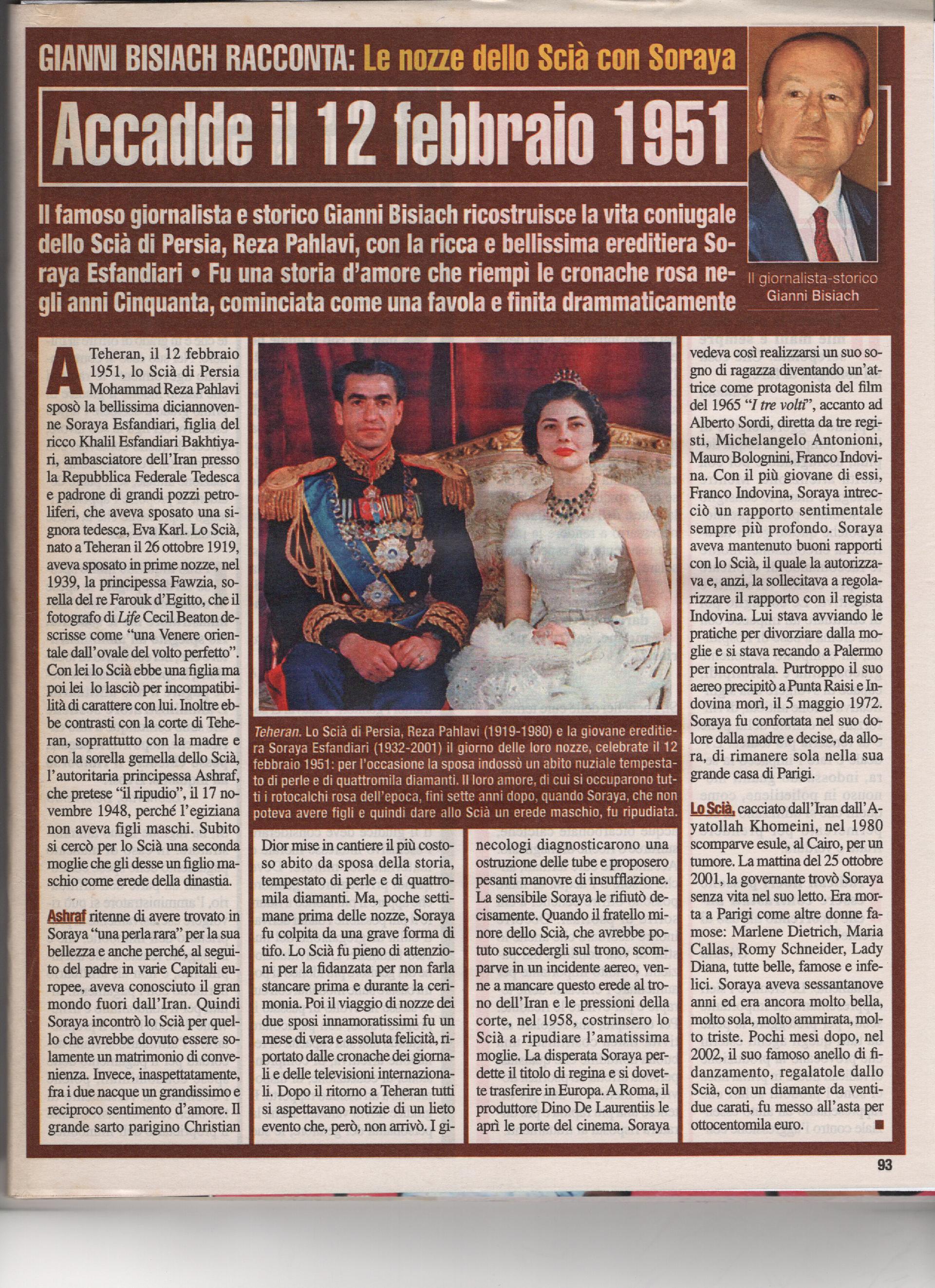 Il matrimonio dello Scià con Soraya