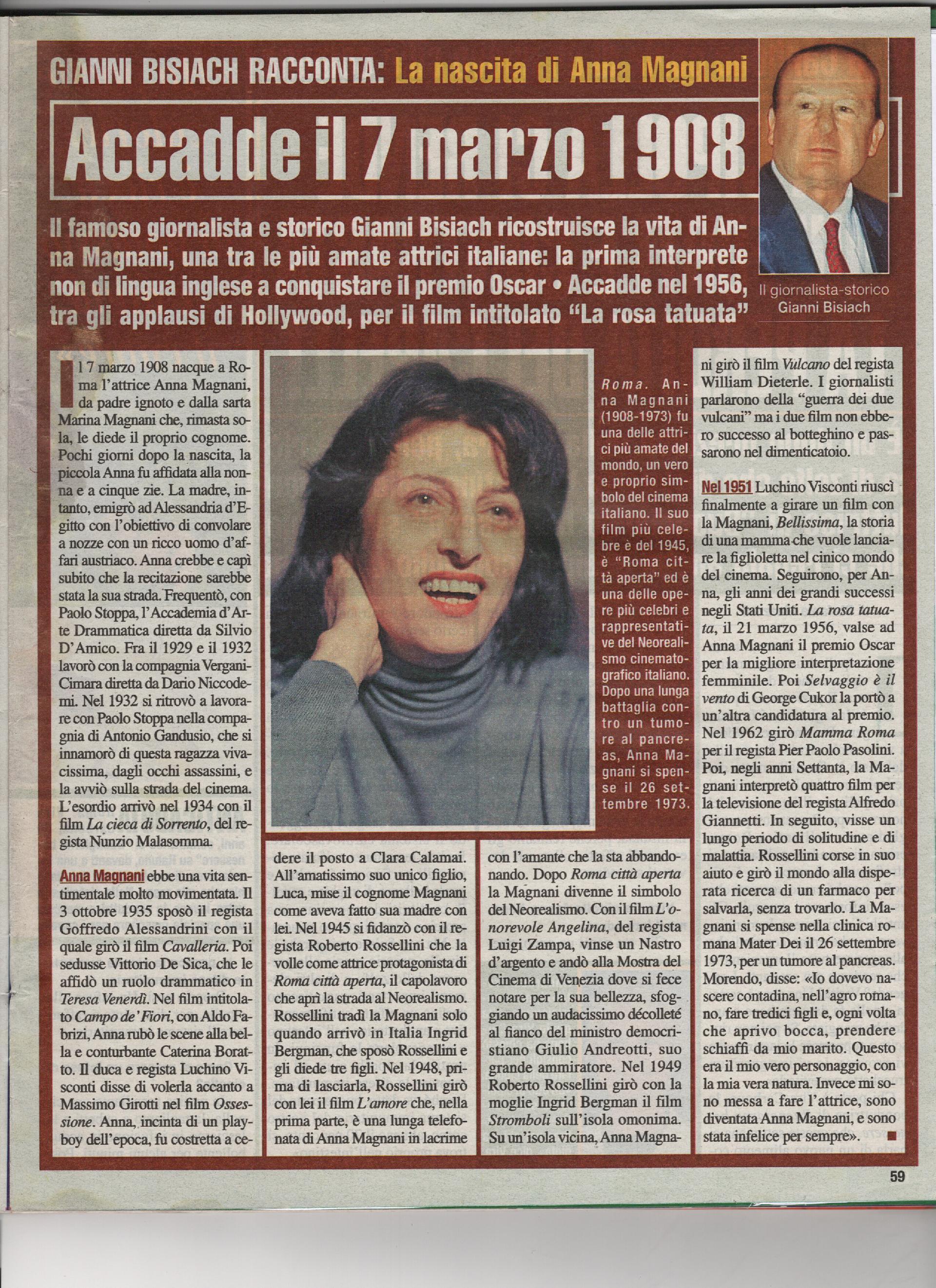 Nasce a Roma Anna Magnani