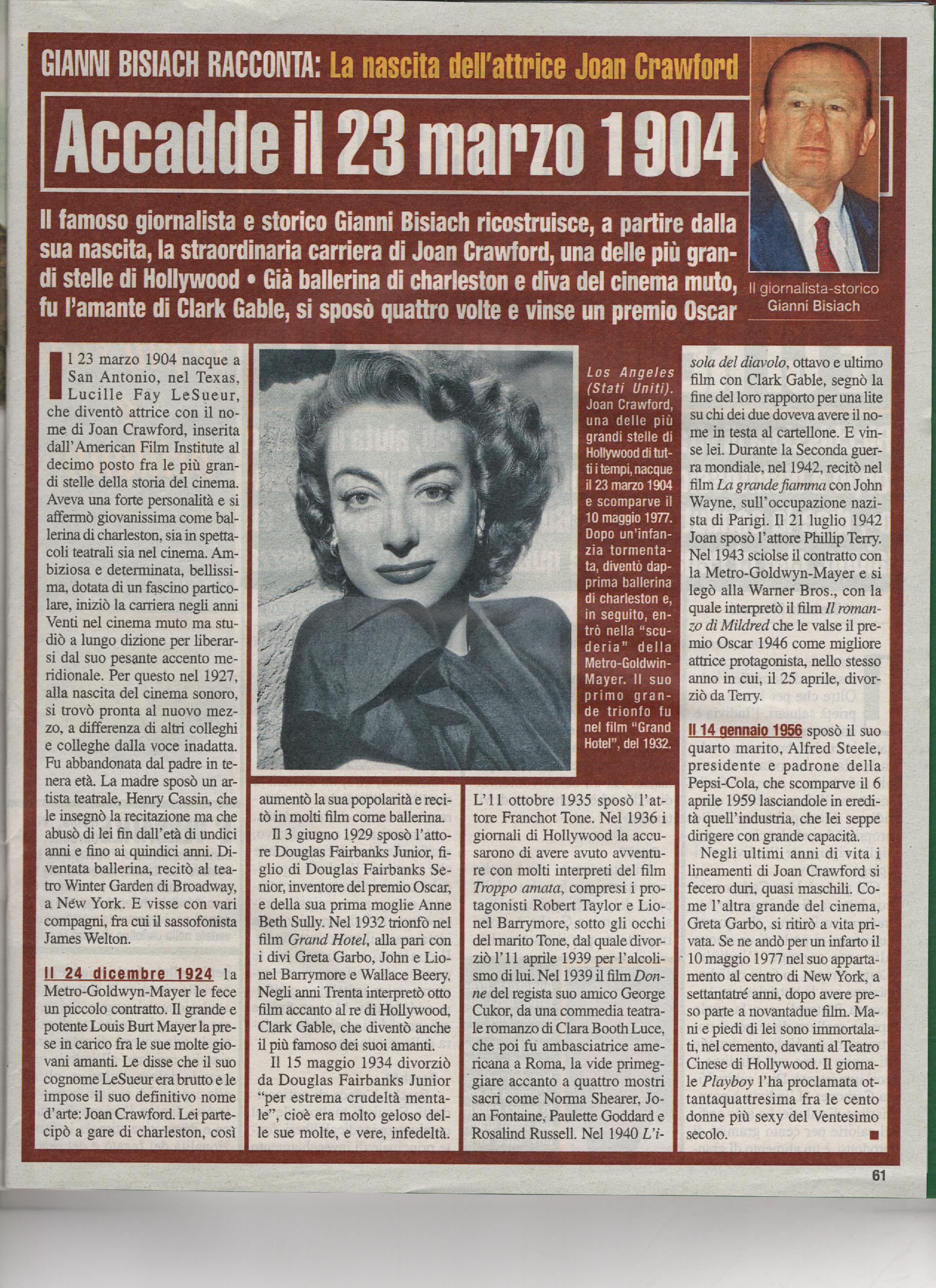 Nasce l'attrice Joan Crawford
