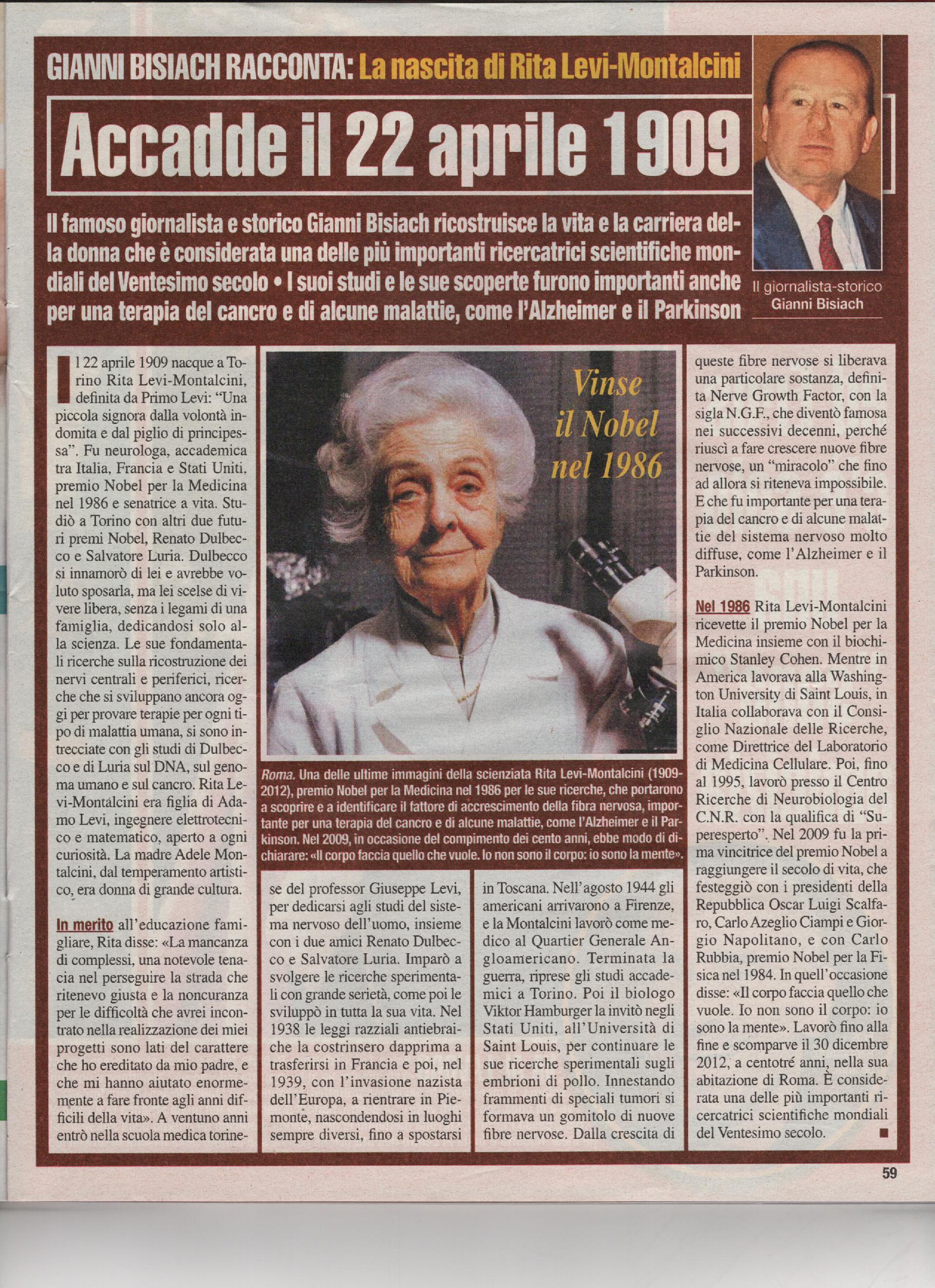 Nasce Rita Levi-Montalcini