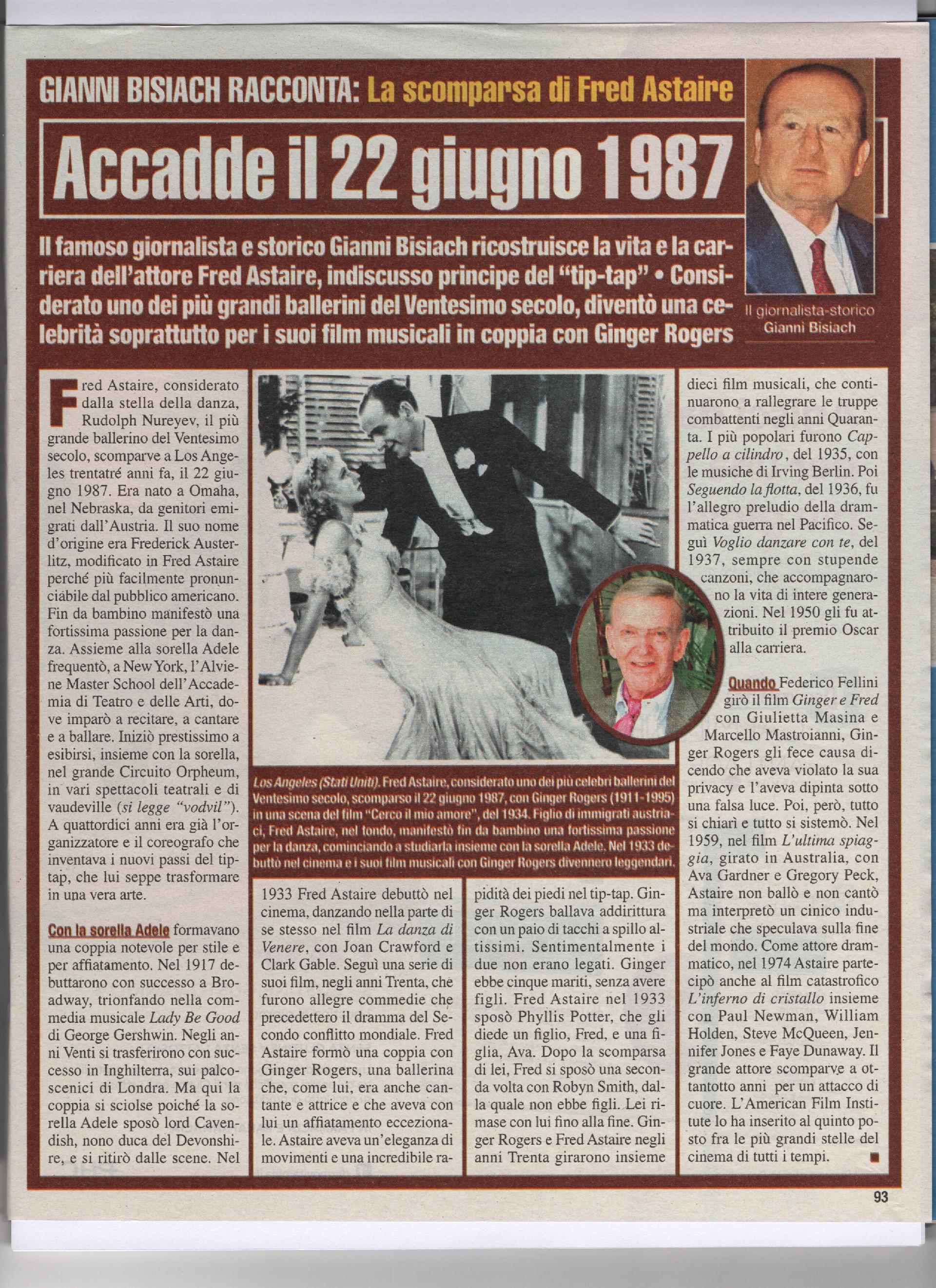 Muore a Los Angeles Fred Astaire
