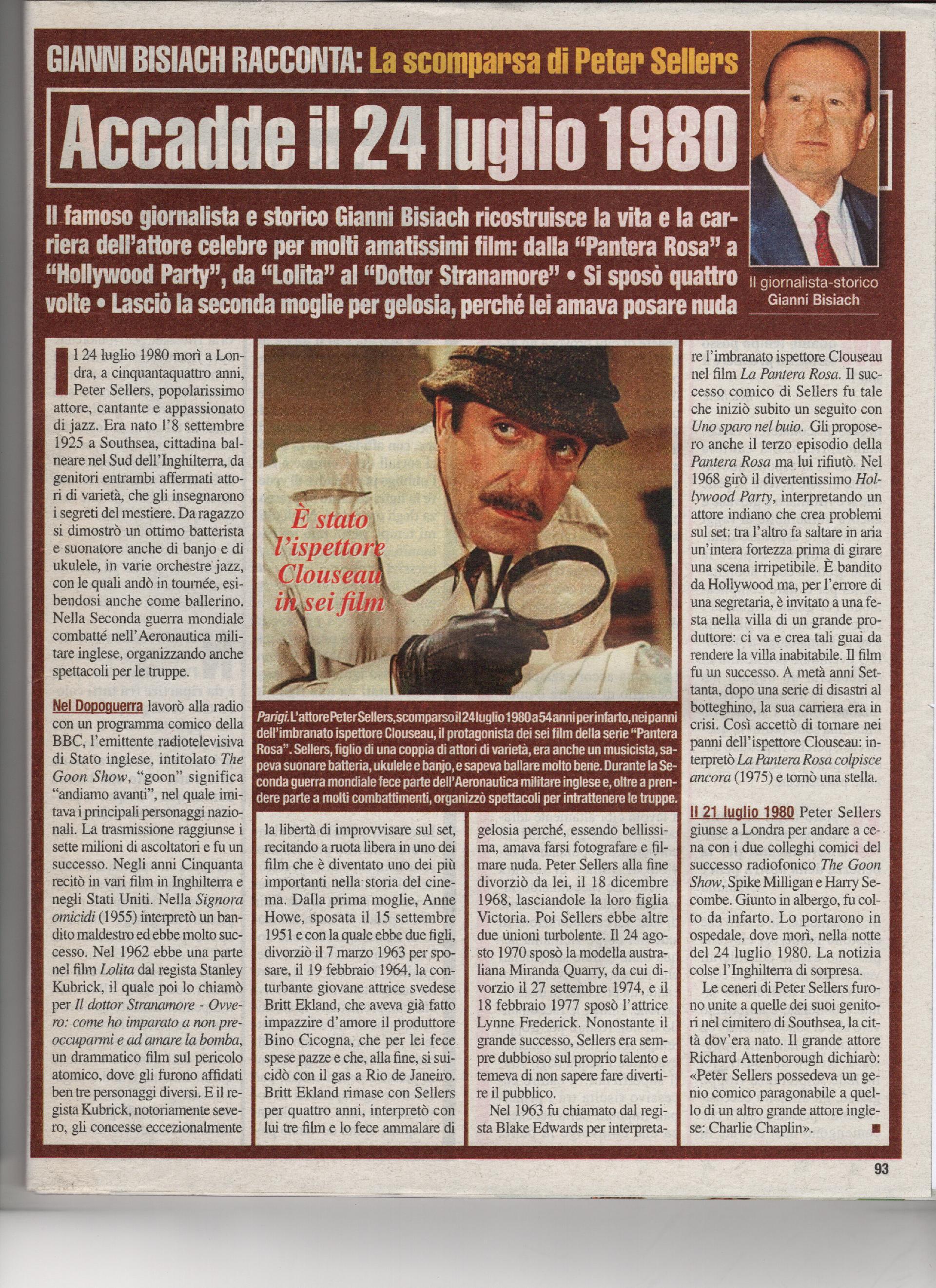 La scomparsa di Peter Sellers