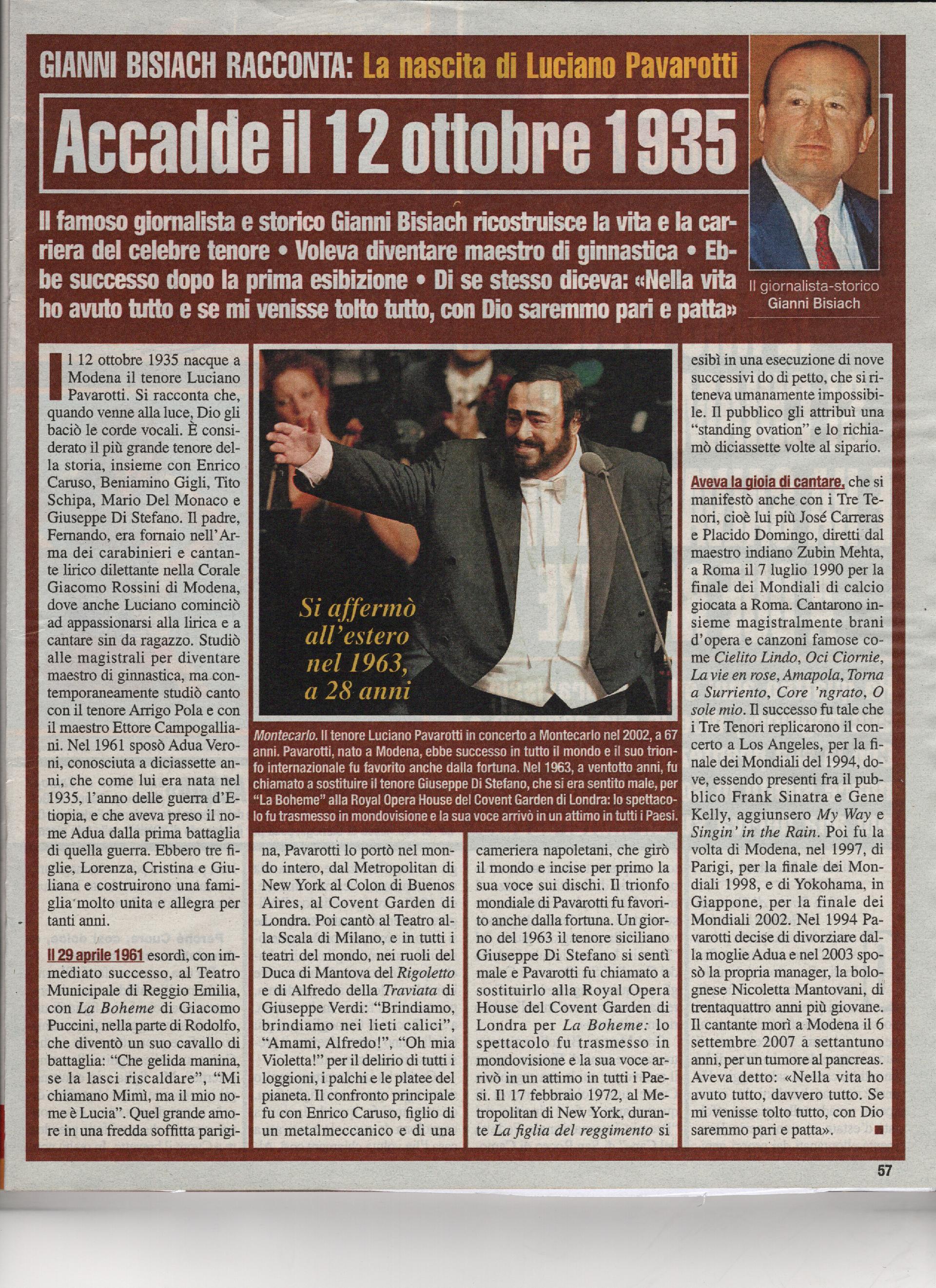 Nasce Luciano Pavarotti