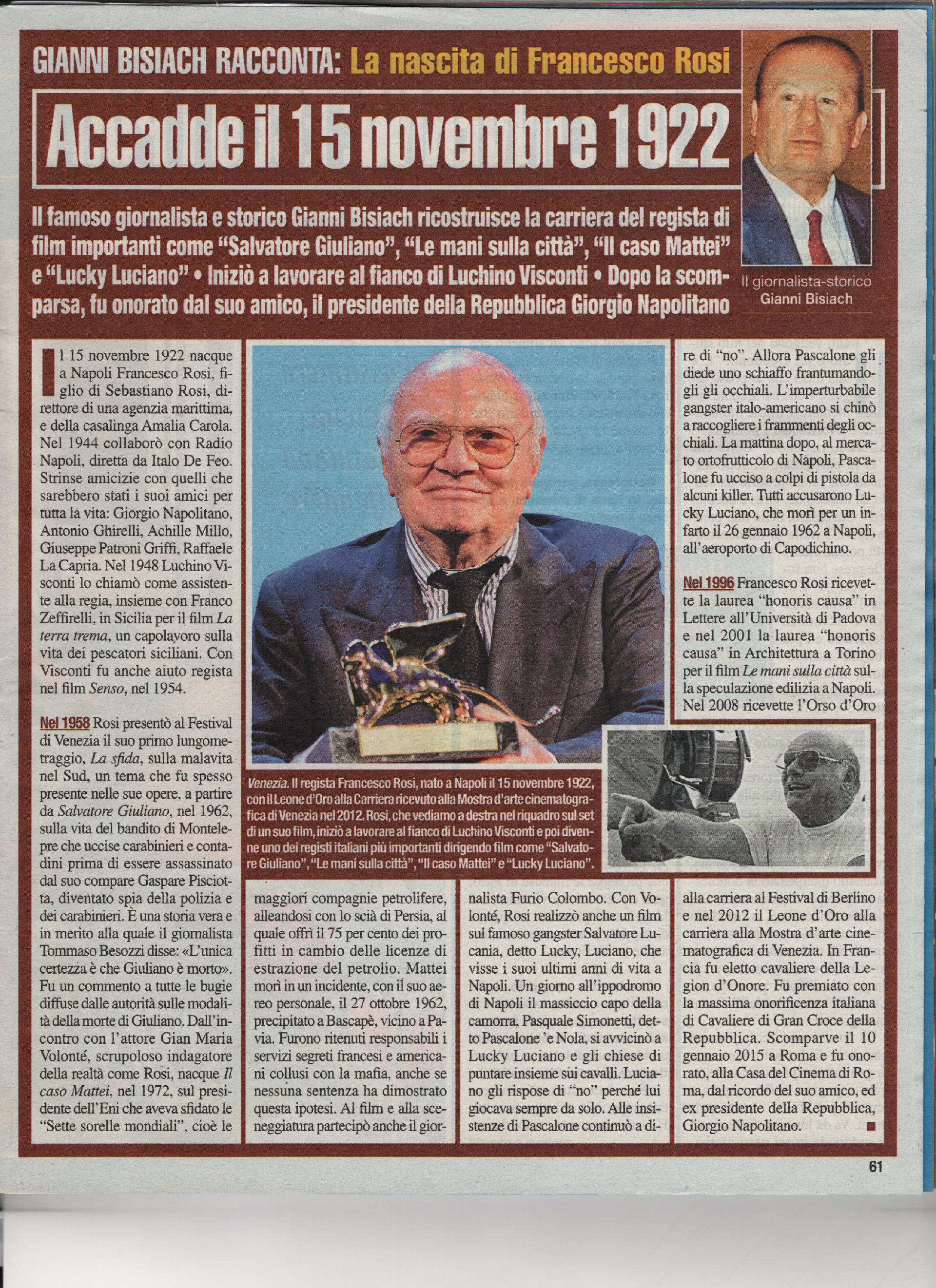 Nasce Francesco Rosi