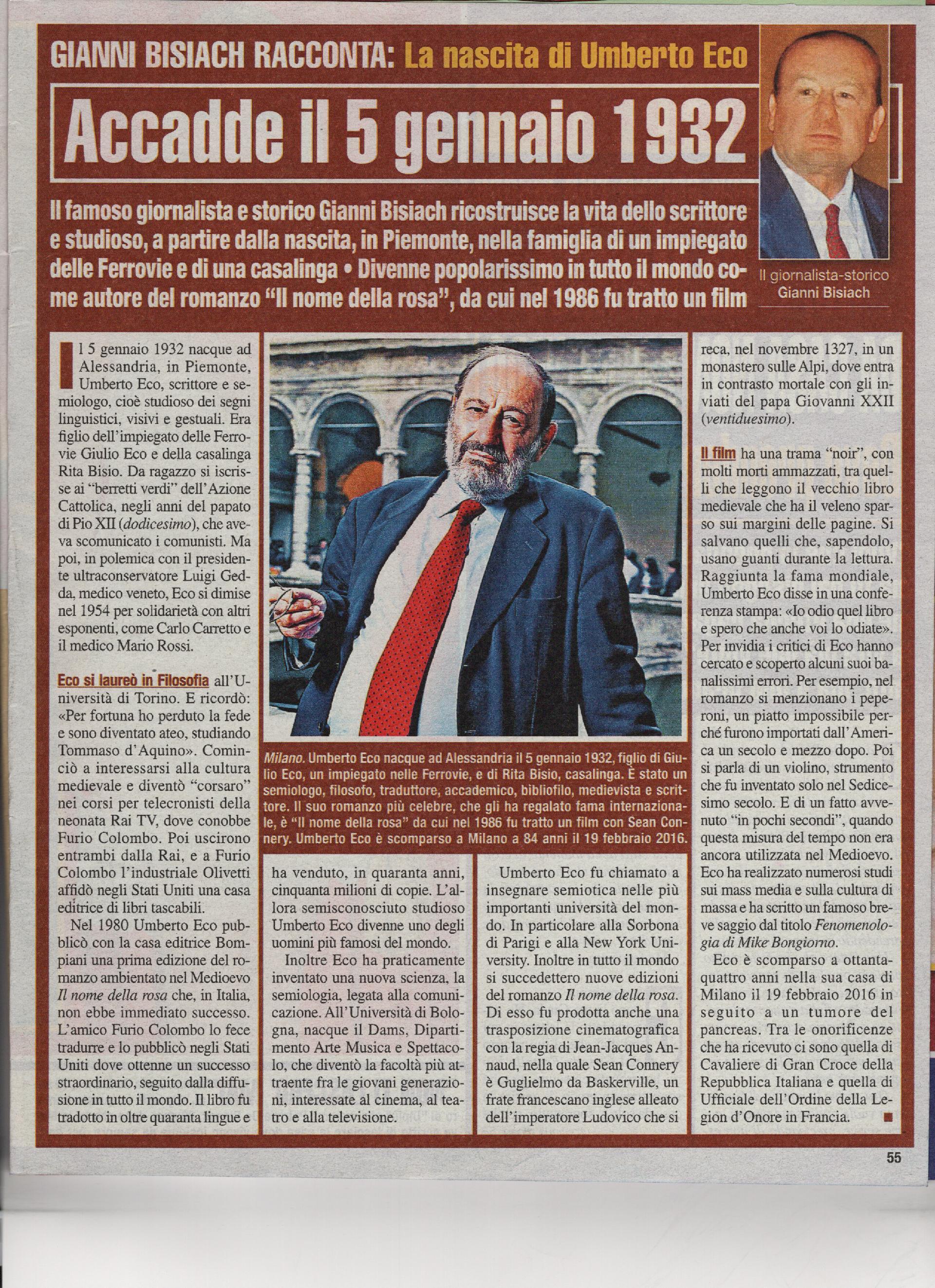 Nasce Umberto Eco