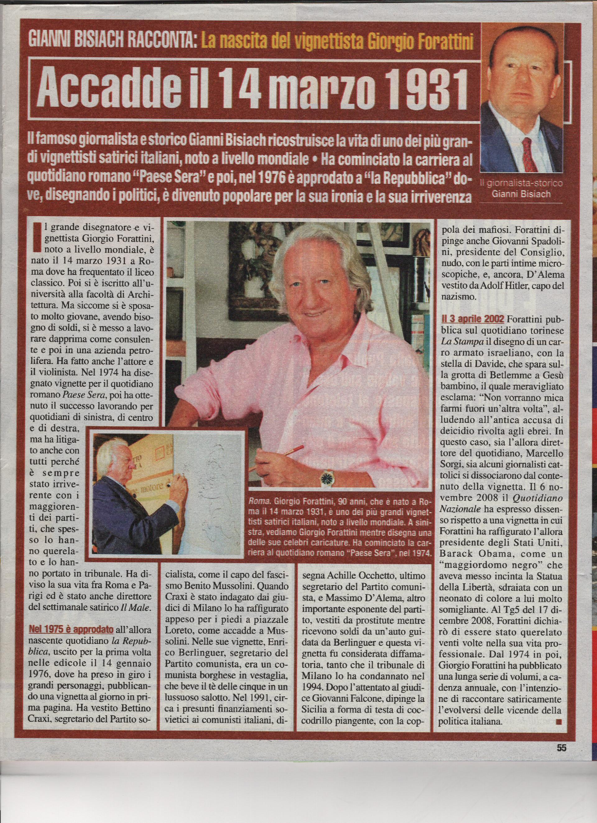 Nasce il vignettista Giorgio Forattini