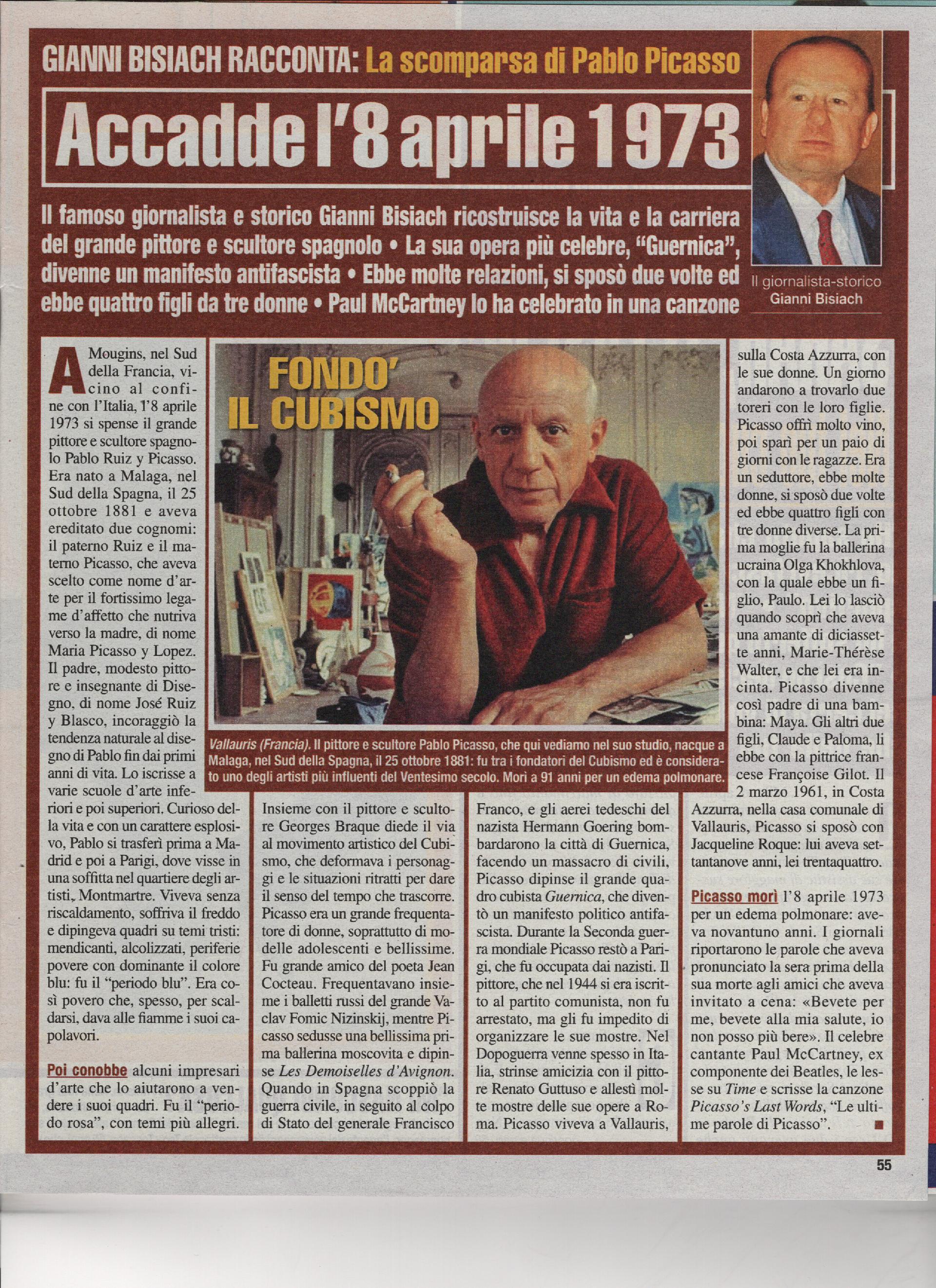 Pablo Picasso muore a Mougins