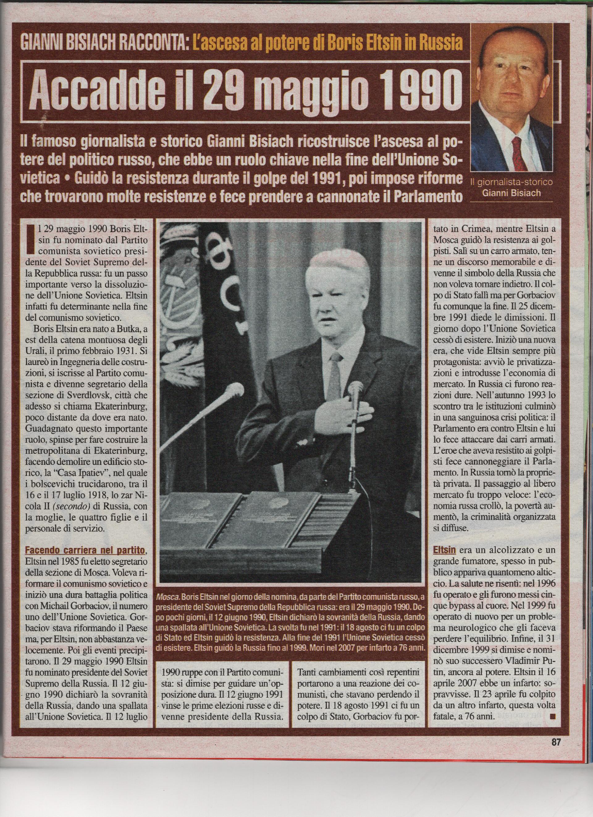 Boris Jelzin eletto Presidente della Repubblica Sovietica Russa