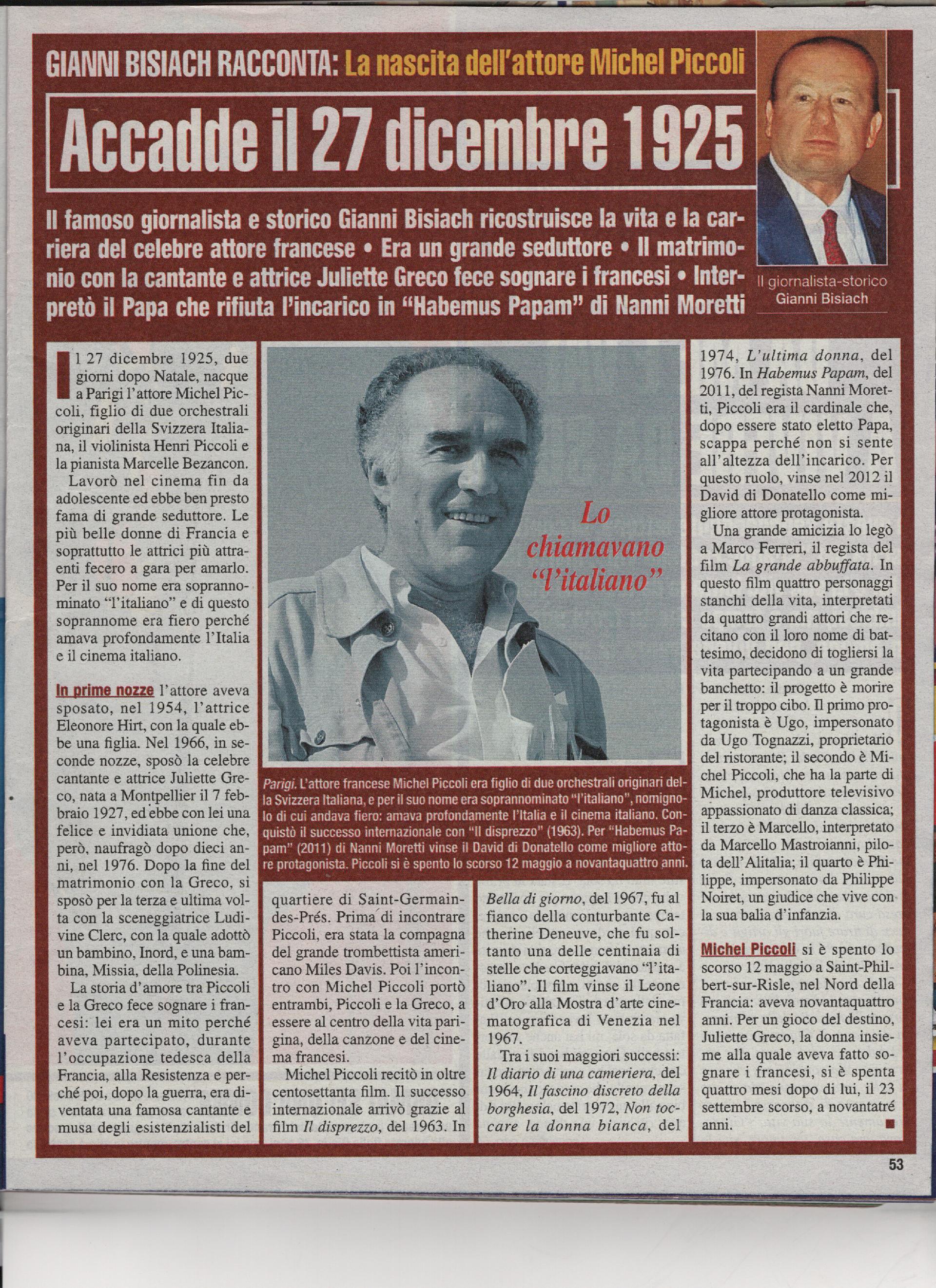 La nascita dell'attore Michel Piccoli