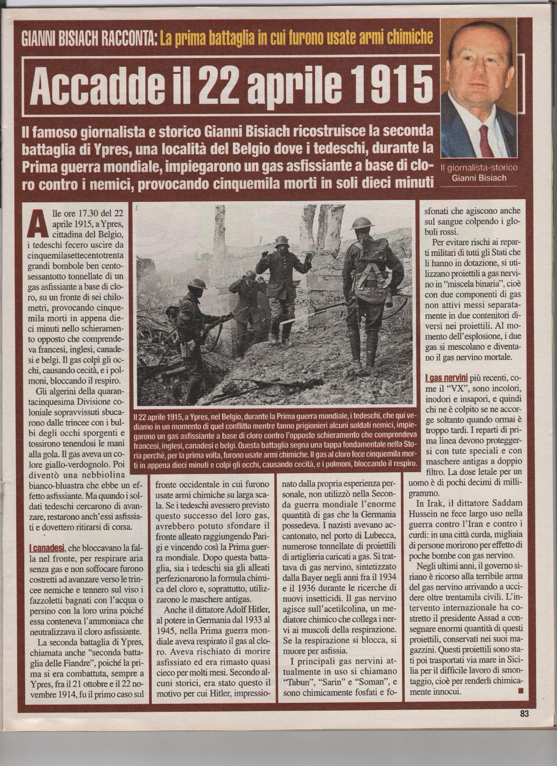 La prima battaglia in cui furono usate armi chimiche