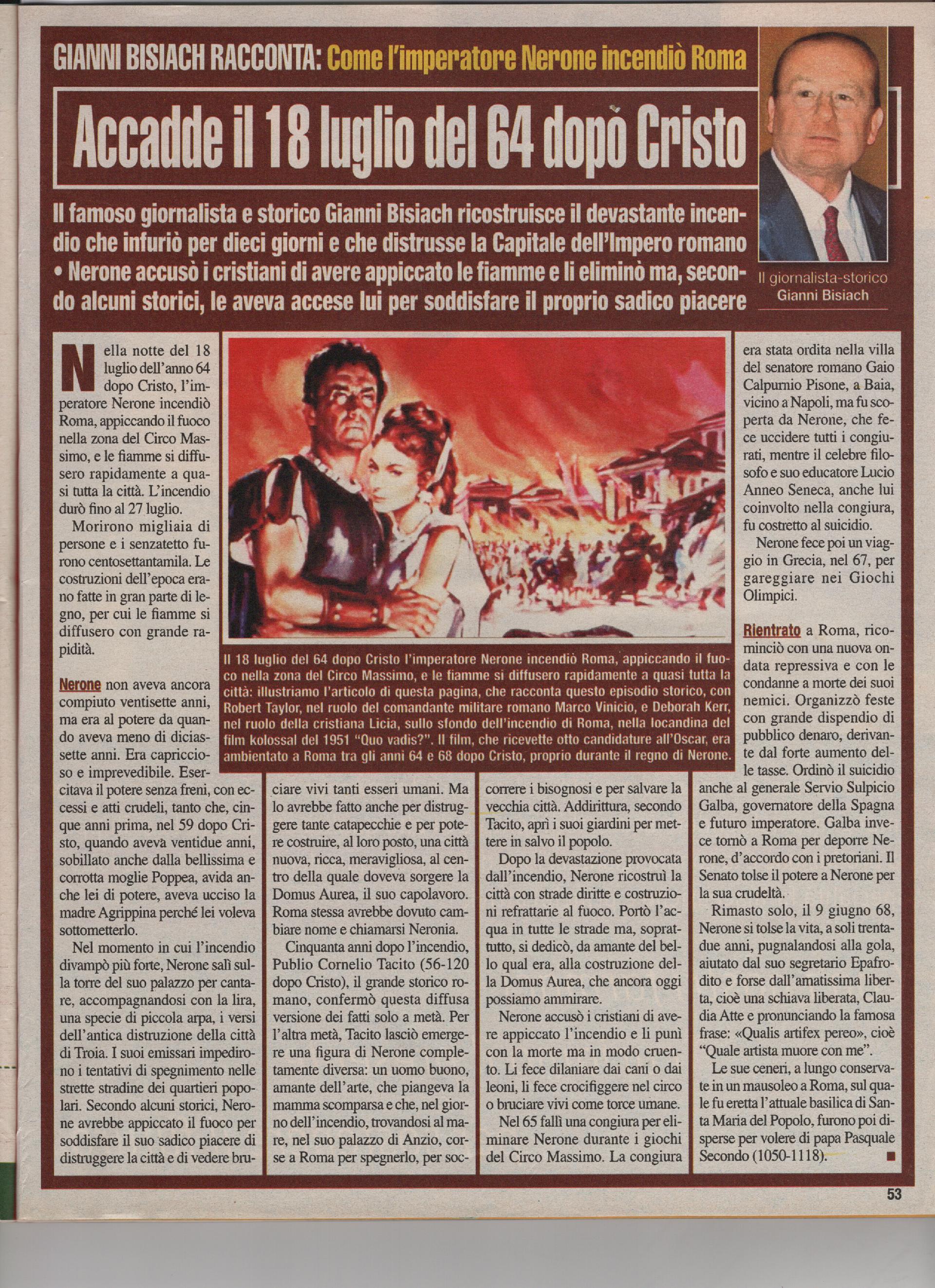 Come l'Imperatore Nerone incendiò Roma