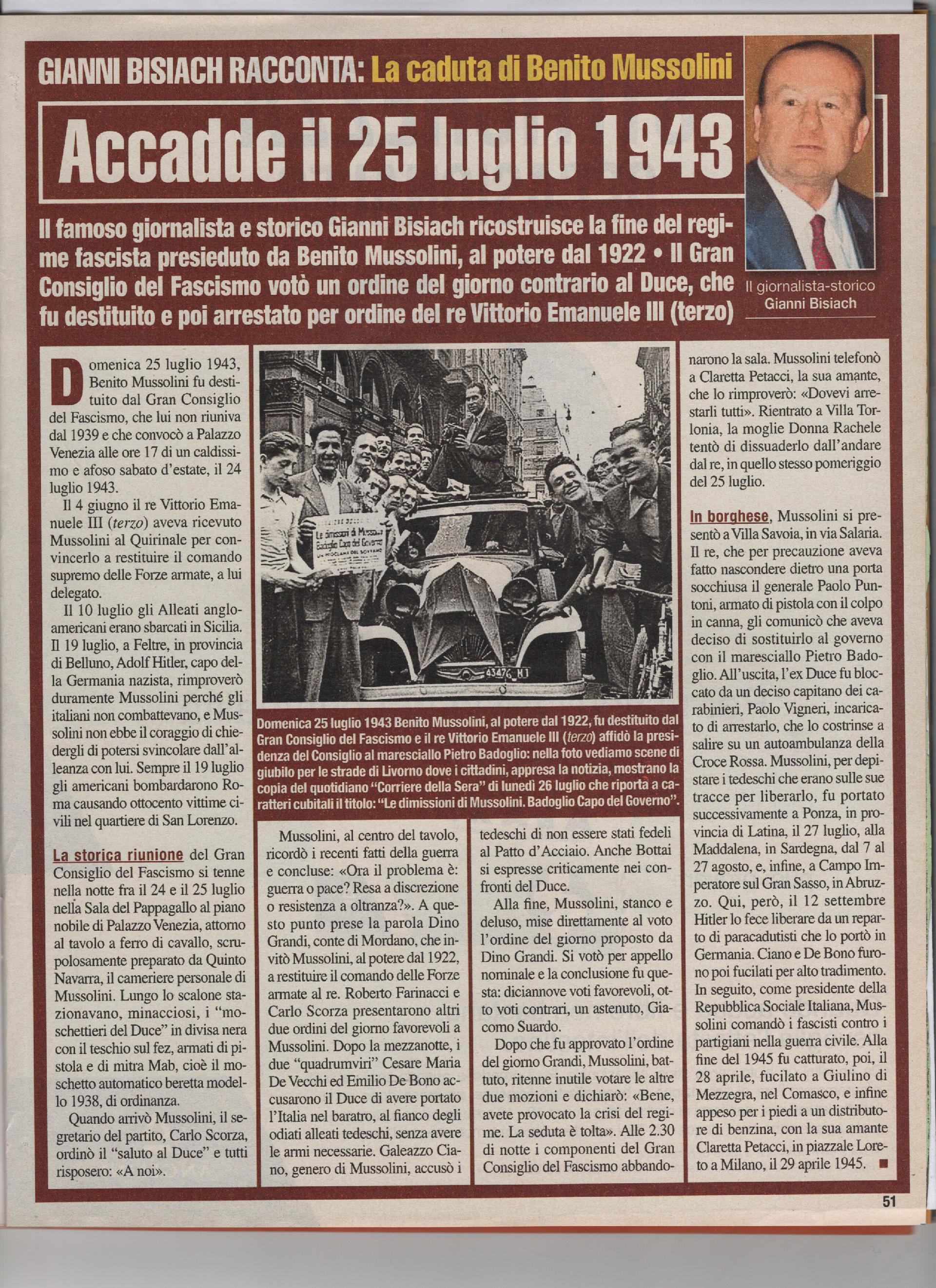 La caduta di Benito Mussolini