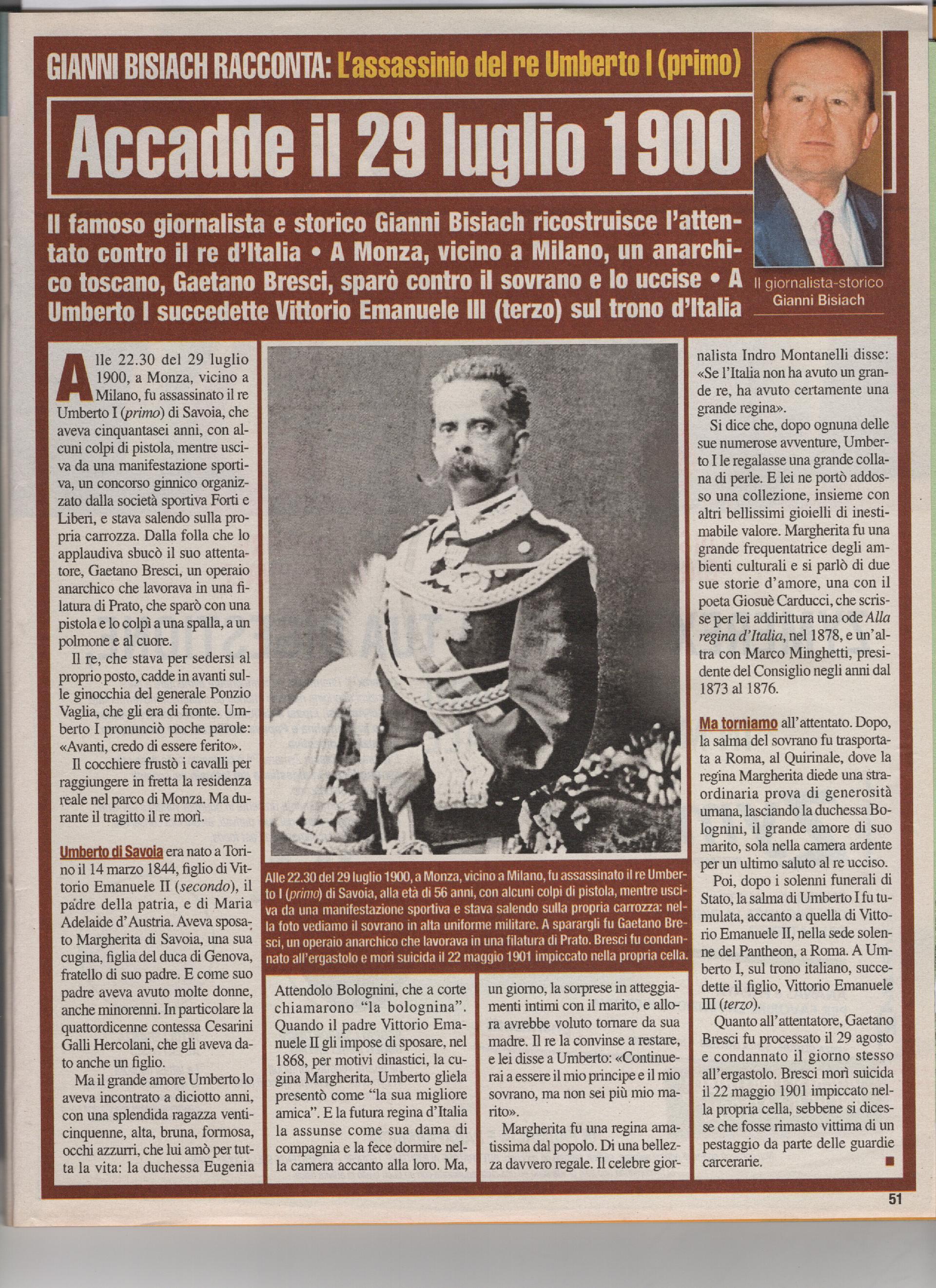 L'assassinio di re Umberto I